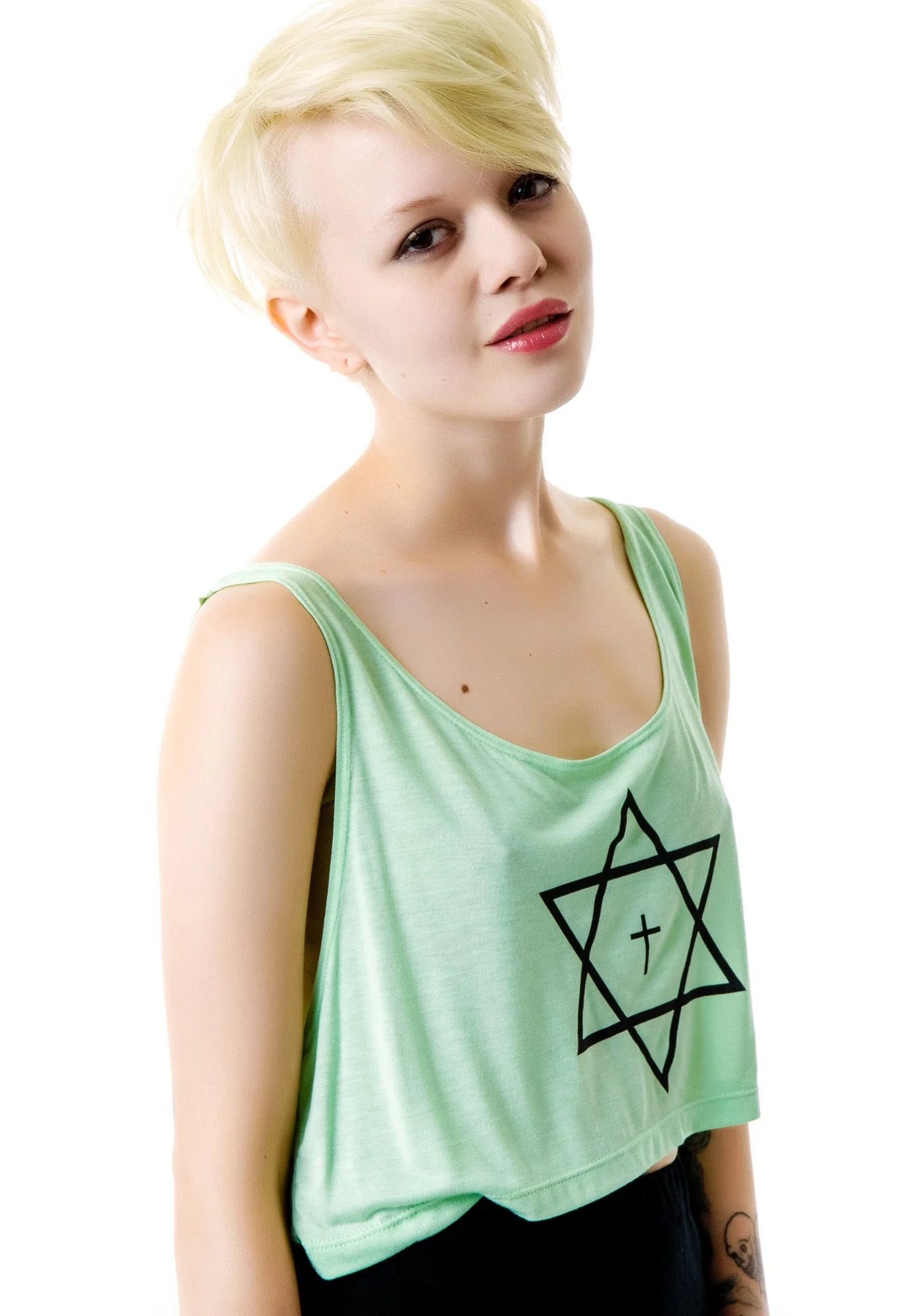 Trippy Cropped Tank Top - Light Blue - Image 3