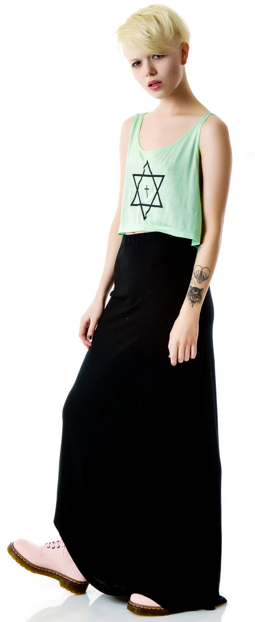 Trippy Cropped Tank Top - Light Blue - Image 5