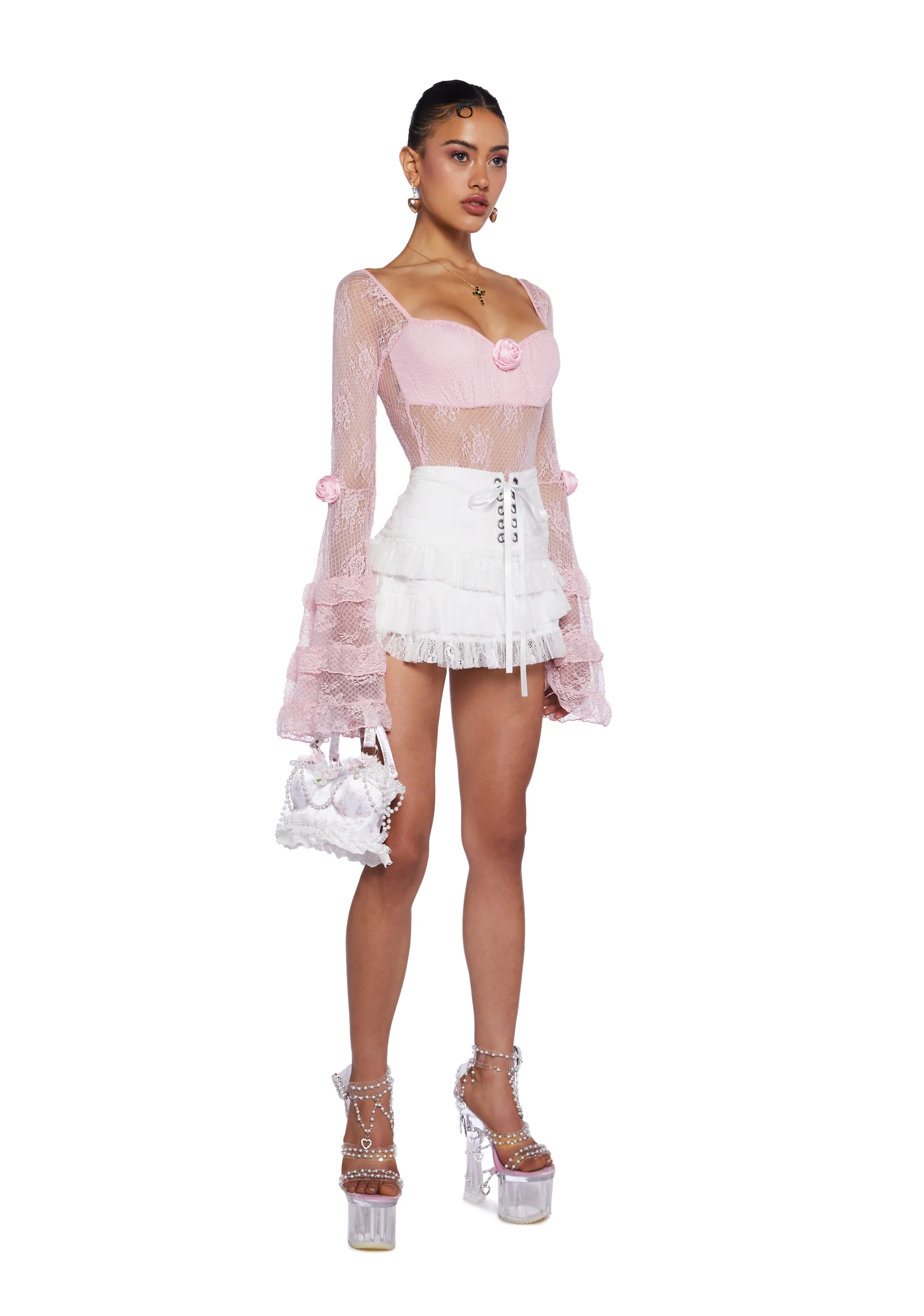 True Love Nonsense Lace Bodysuit - Pink - Image 2