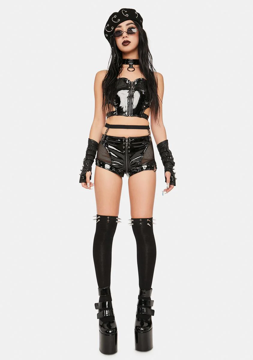 Tucked Away PVC Waist Belt Shorts - Image 3