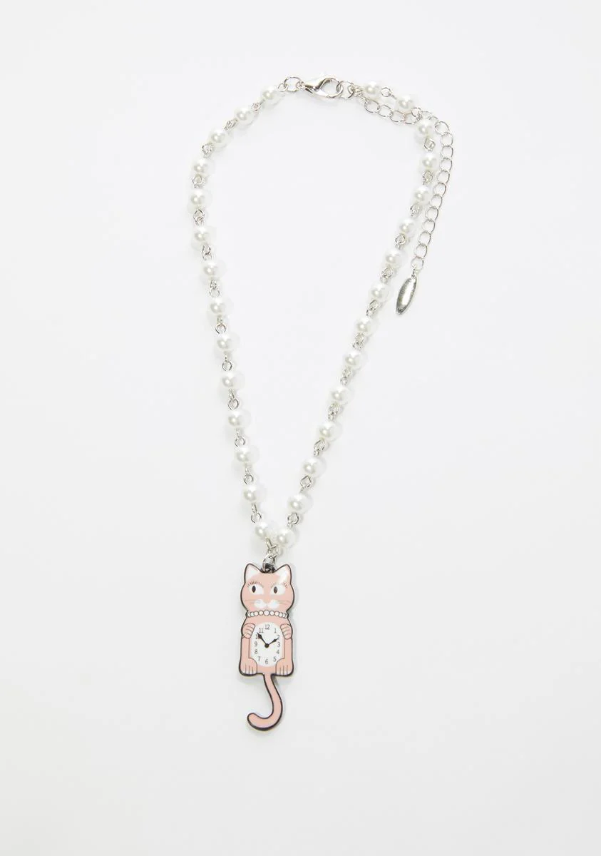 Turning Back Time Cat Pearl Choker - Image 3