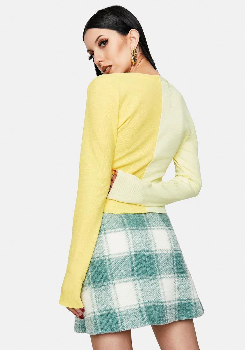Two Tone Cropped Cardigan - Image 4