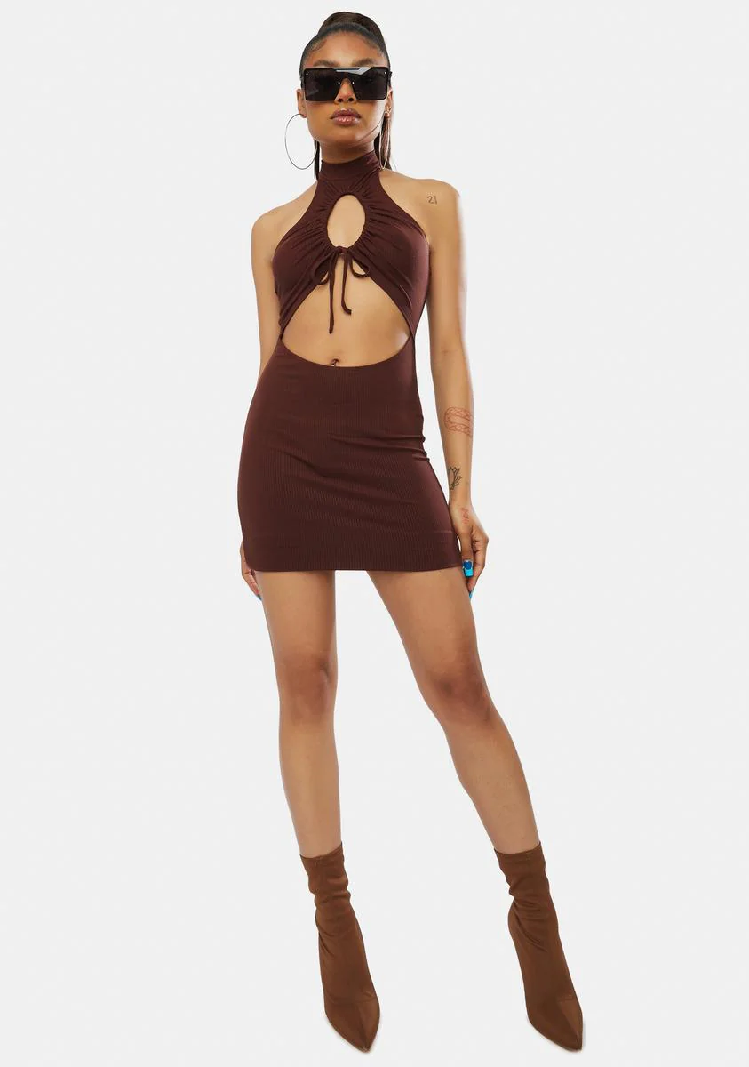 Umber Living The Dream Cut Out Halter Dress - Image 3