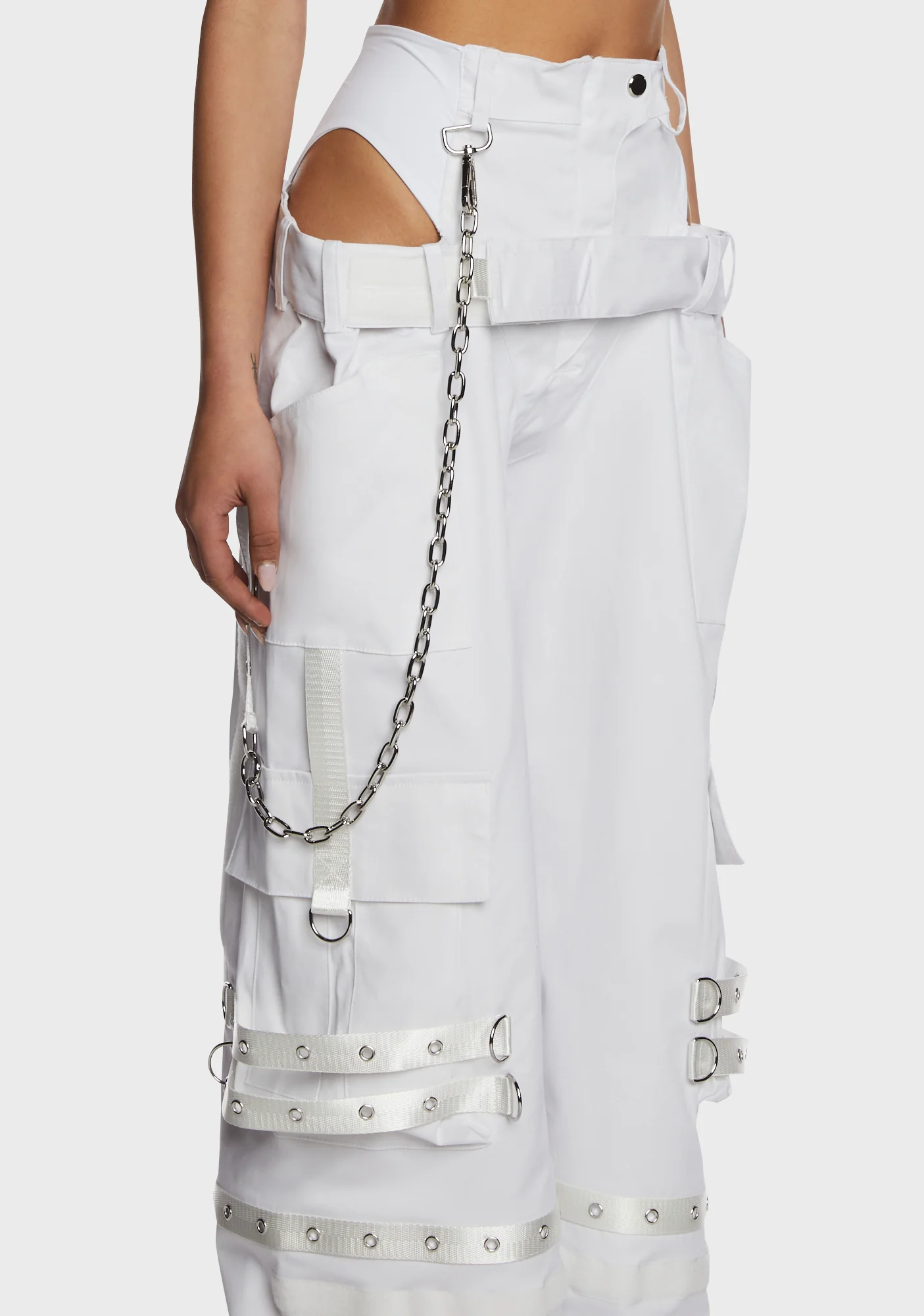Underworld Cut-Out Cargo Pants - White - Image 5