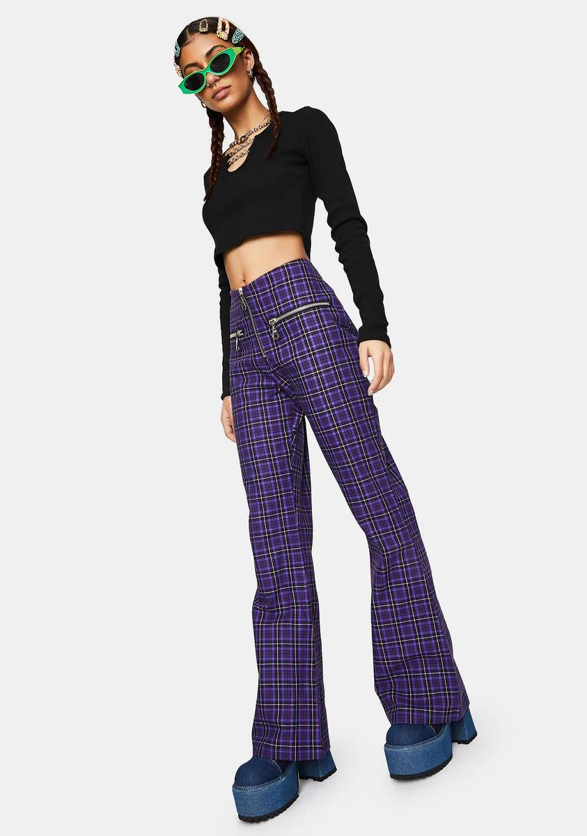 Unify Plaid Flare Pants - Image 3