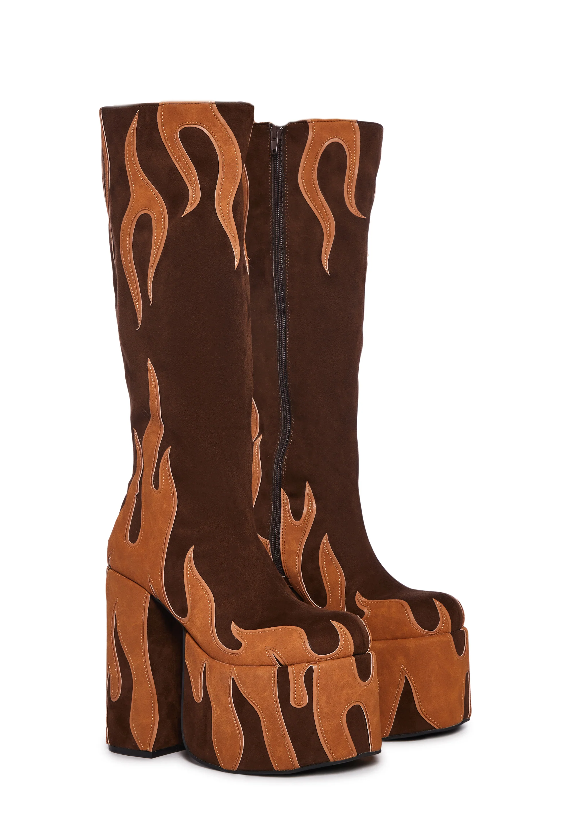 Up In Flames Platform Boots - Brown - Image 3