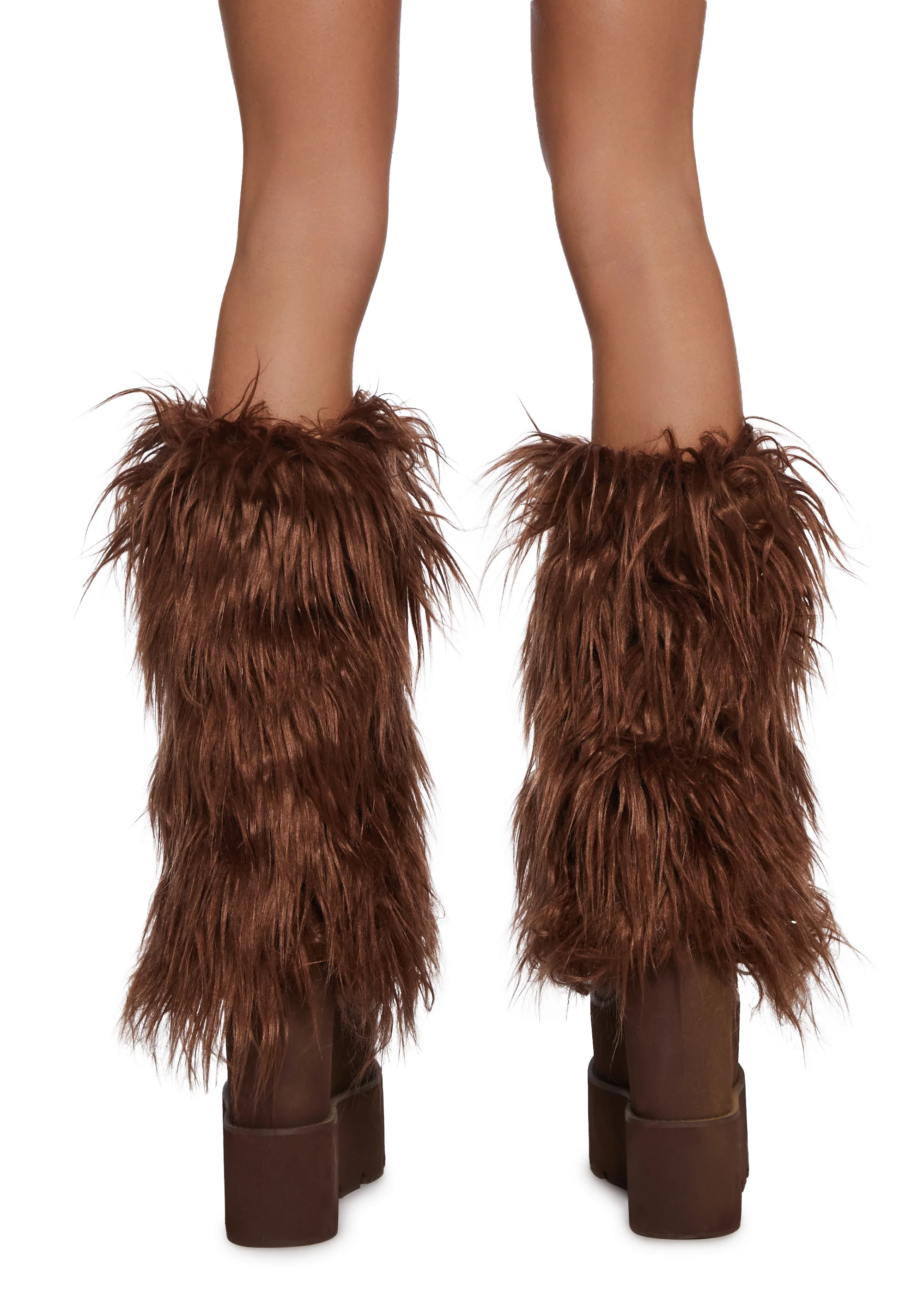 Up My Tempo Faux Fur Leg Warmers - Brown - Image 3