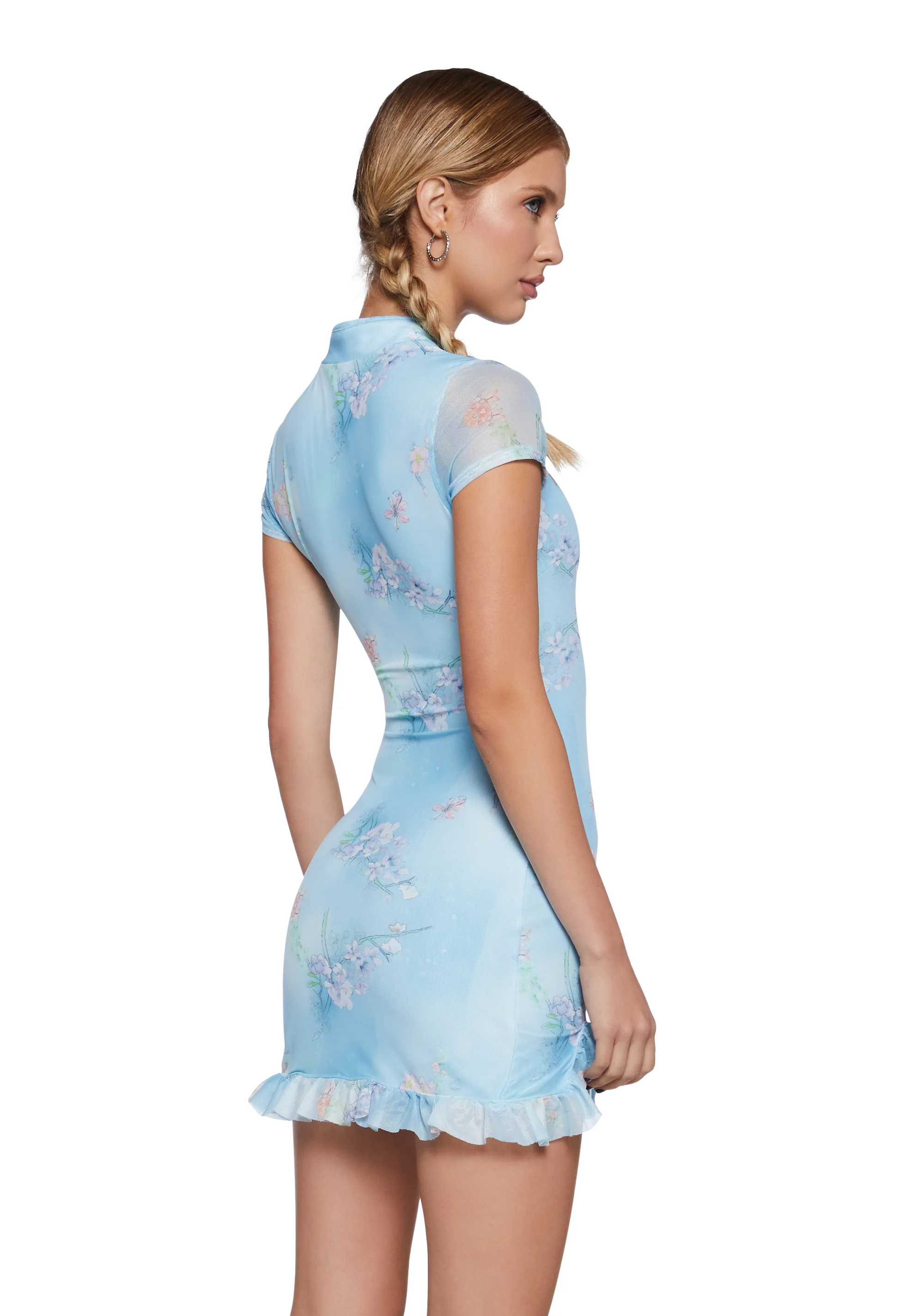 Up Too Late Mini Dress - Blue - Image 4