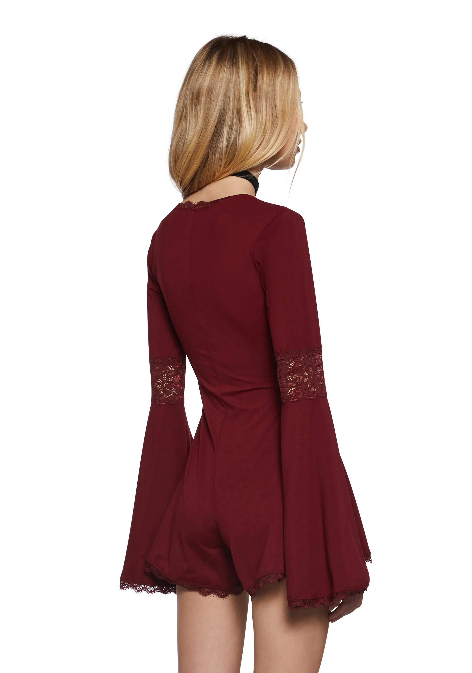 Whispering Wind Romper - Burgundy - Image 4