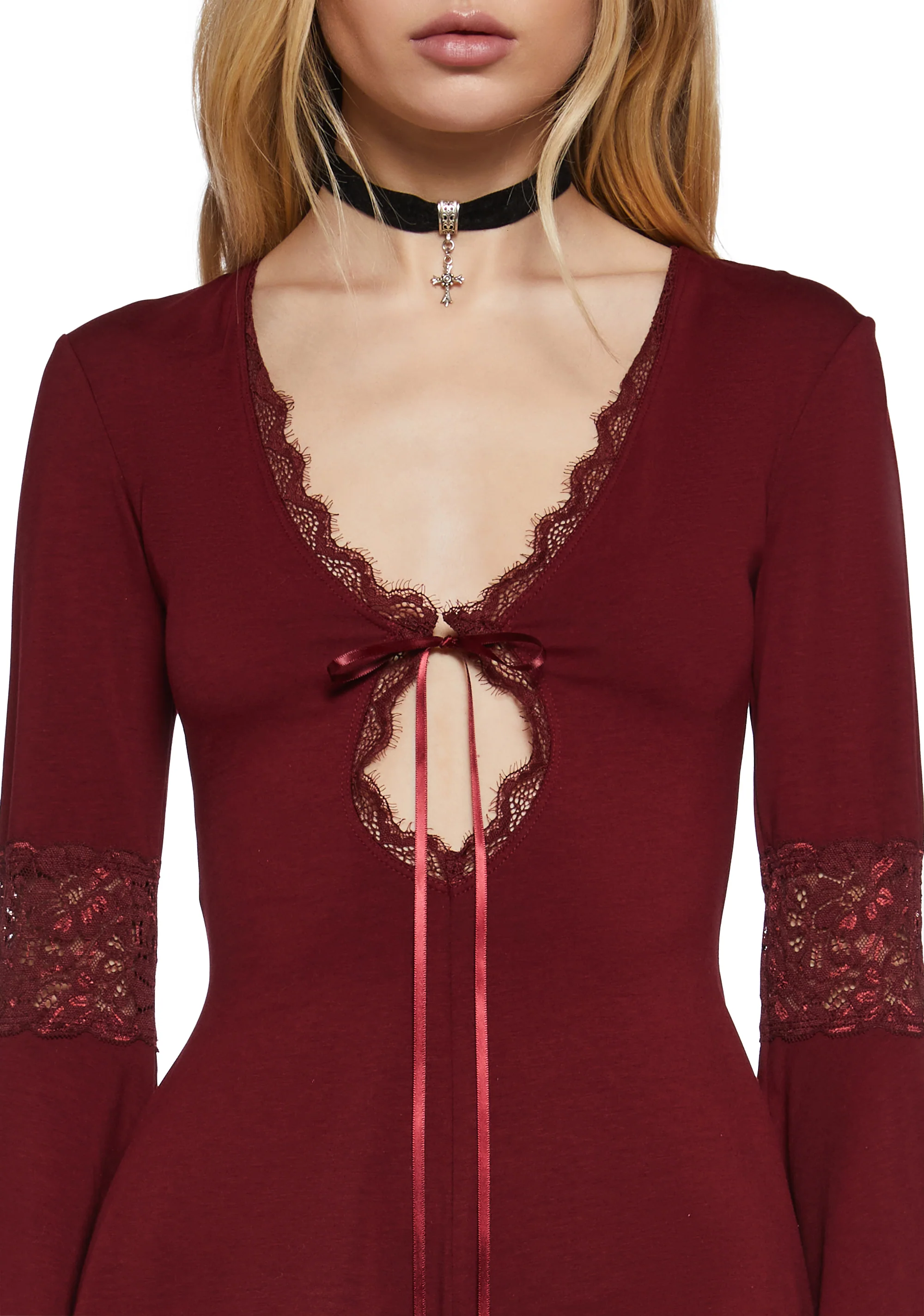 Whispering Wind Romper - Burgundy - Image 5