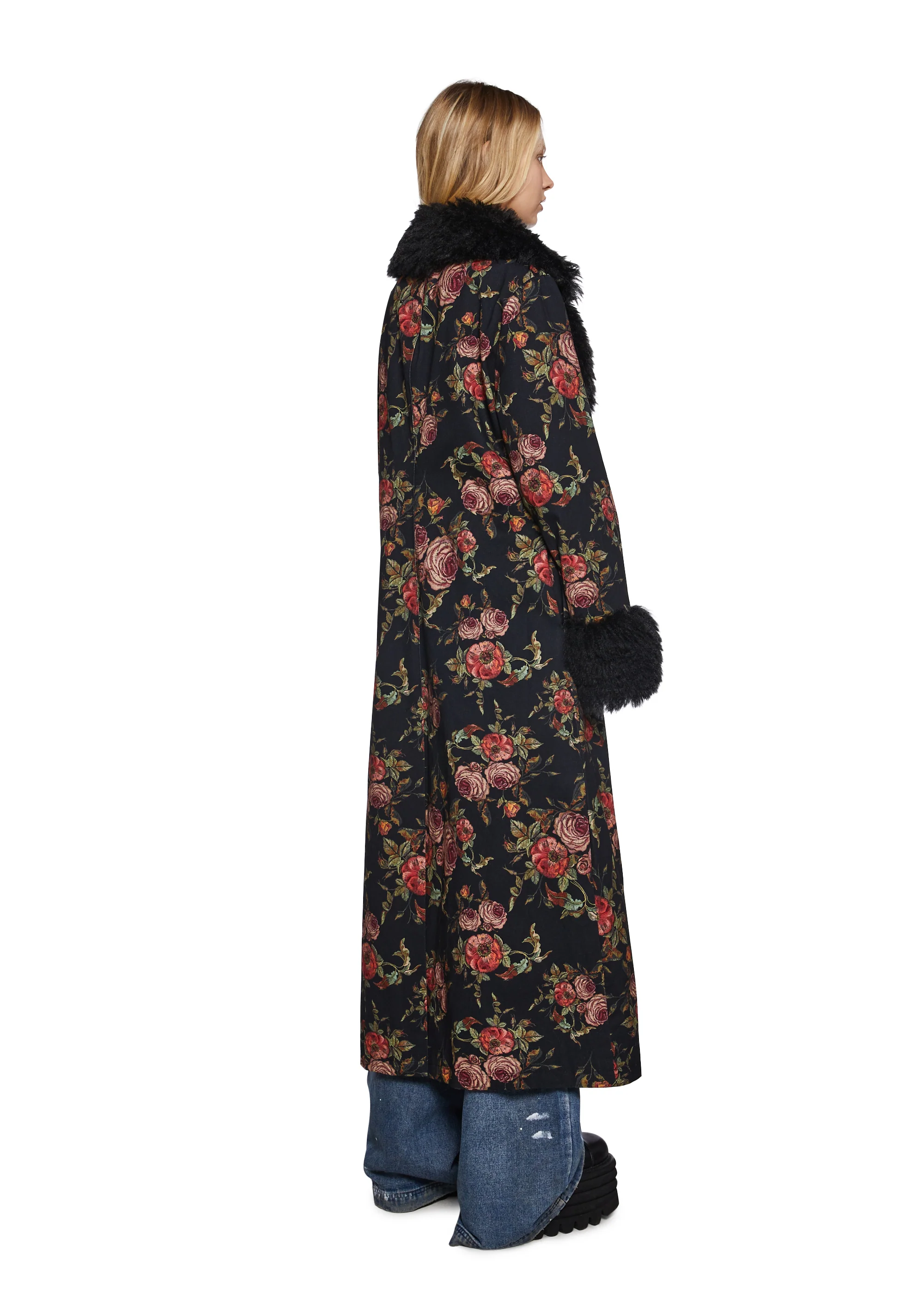 Wild Rose Faux Fur Duster Coat - Image 4