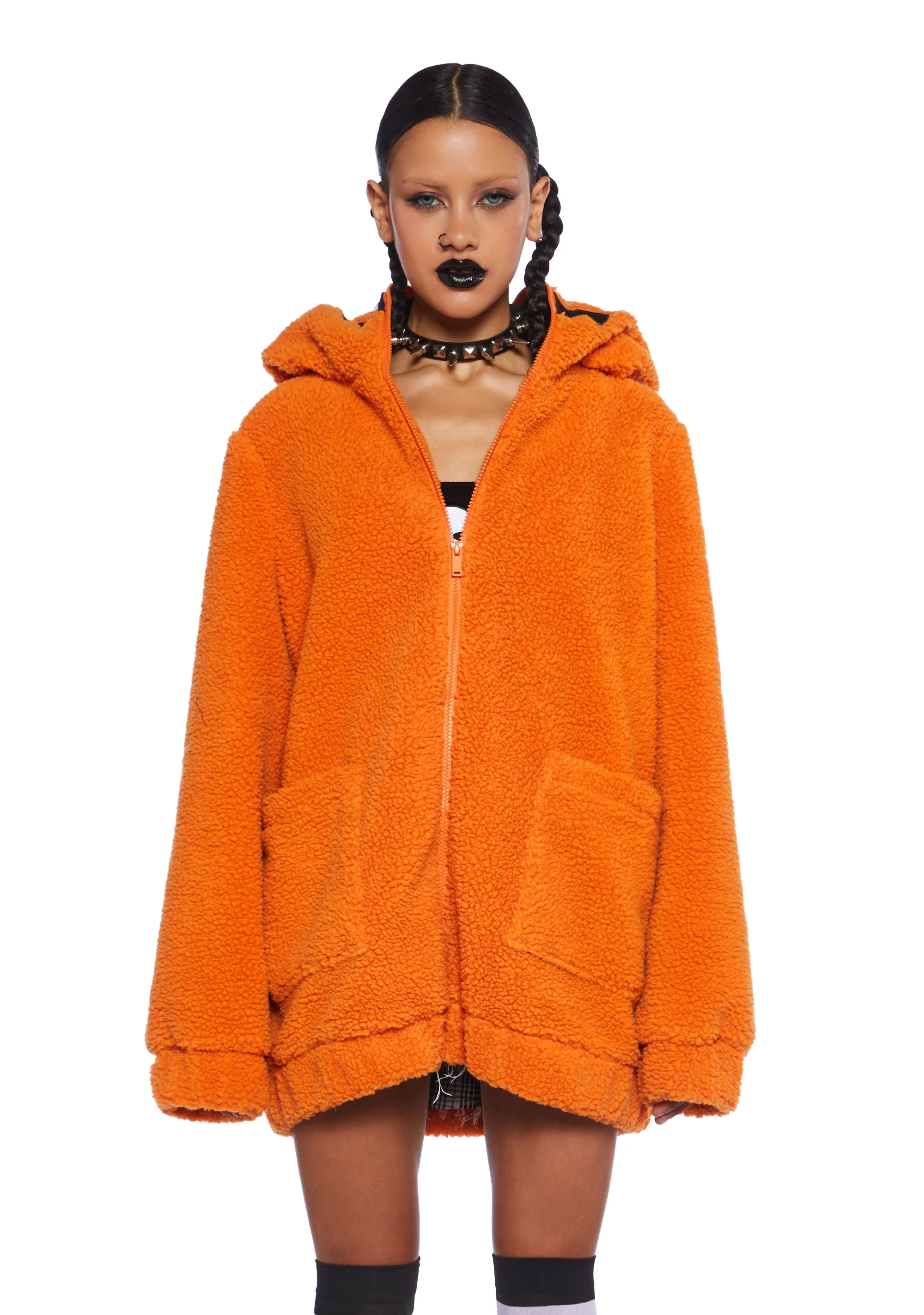Urban Legend Pumpkin Hooded Sherpa Jacket - Image 2