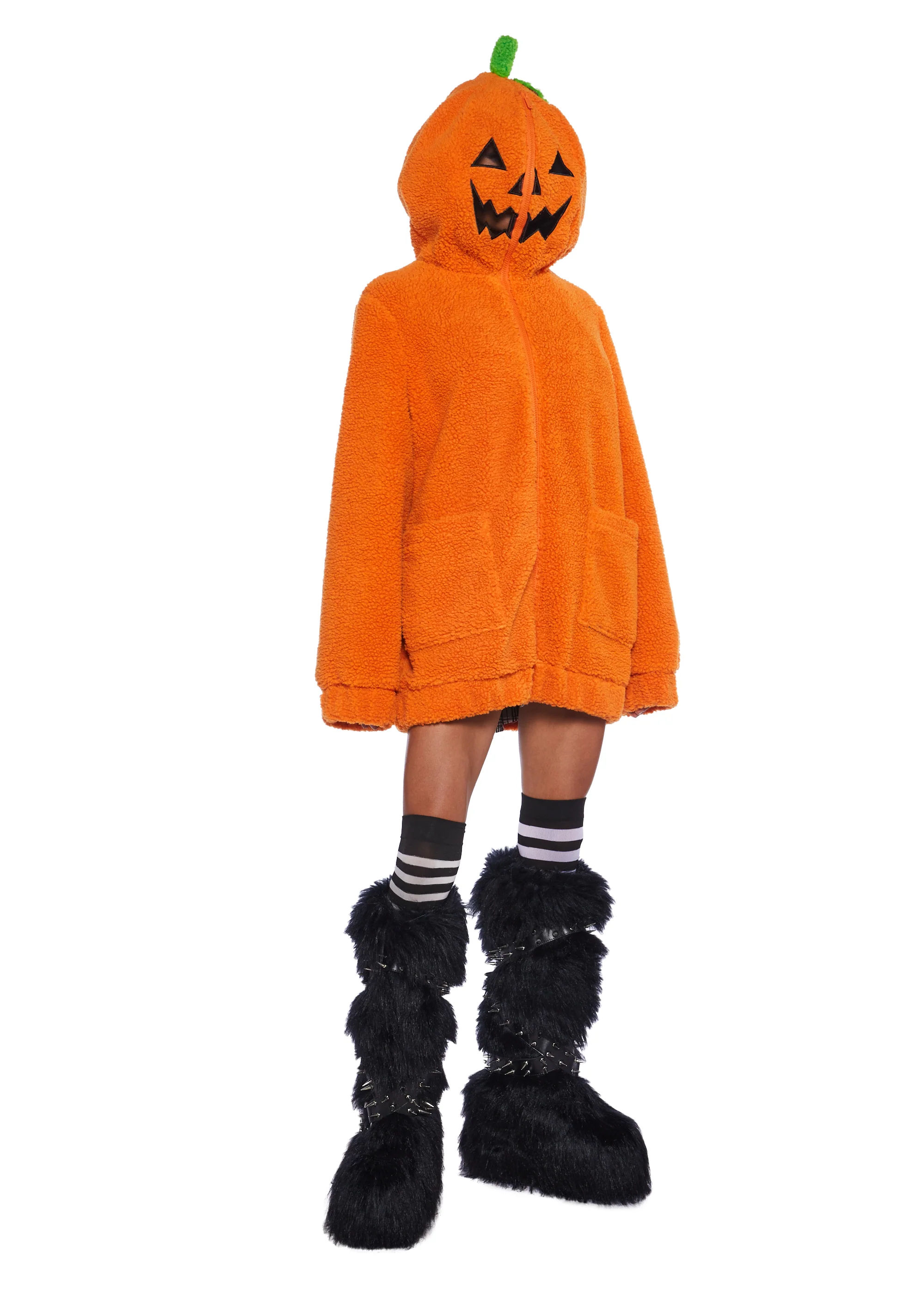 Urban Legend Pumpkin Hooded Sherpa Jacket - Image 5