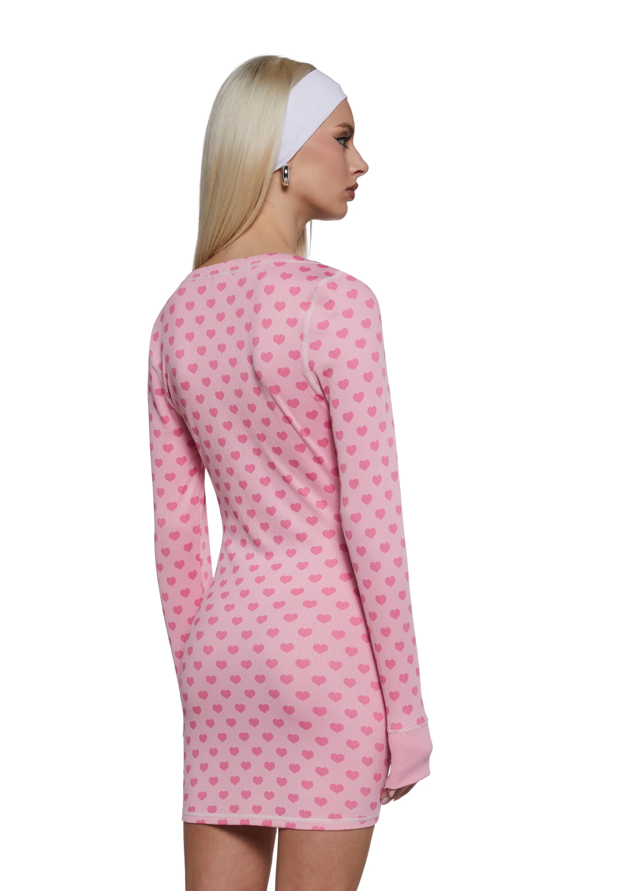 Hearts Linked Henley Dress - Pink - Image 4