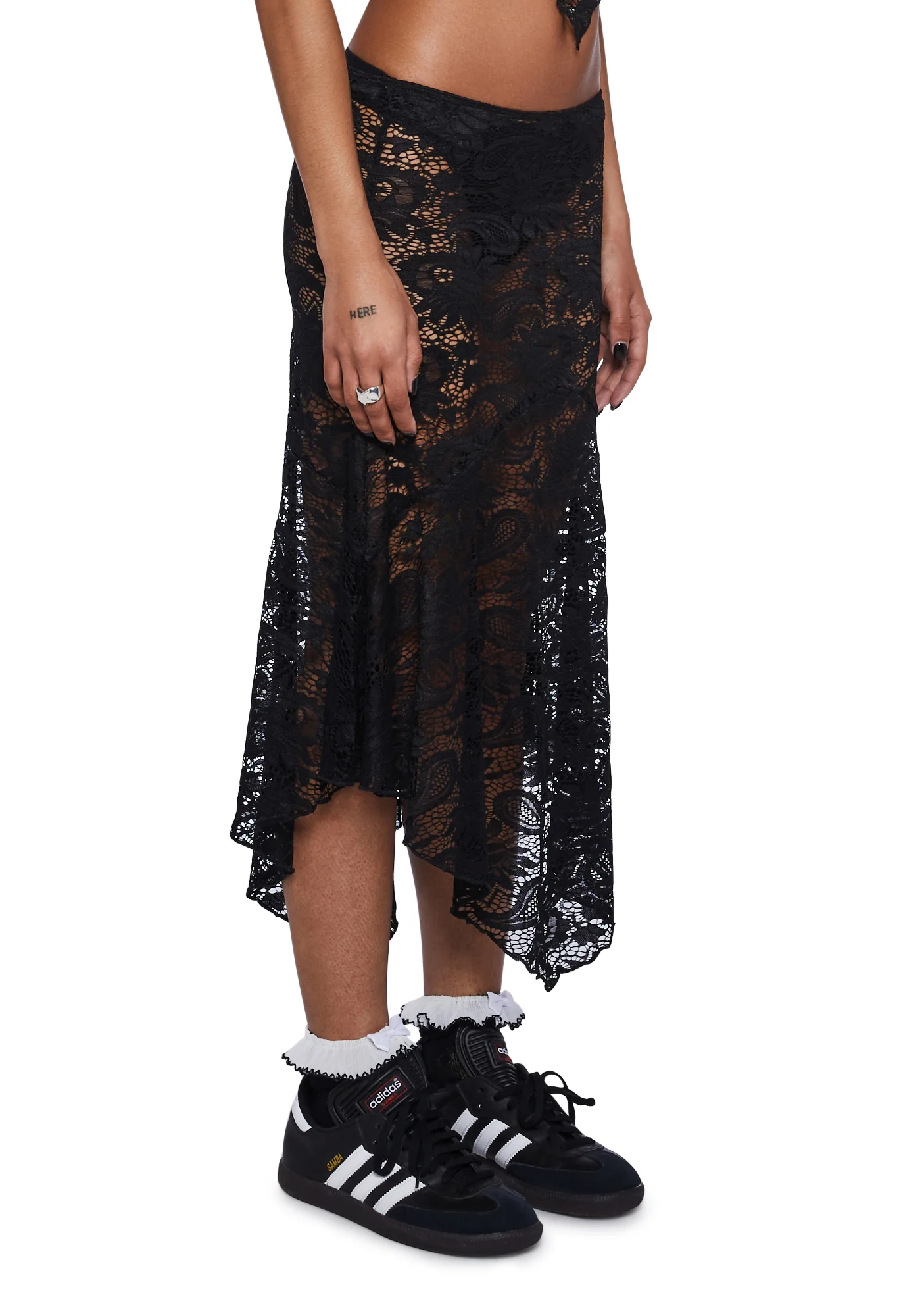 Vana Waterfall Hem Lace Midi Skirt - Image 3