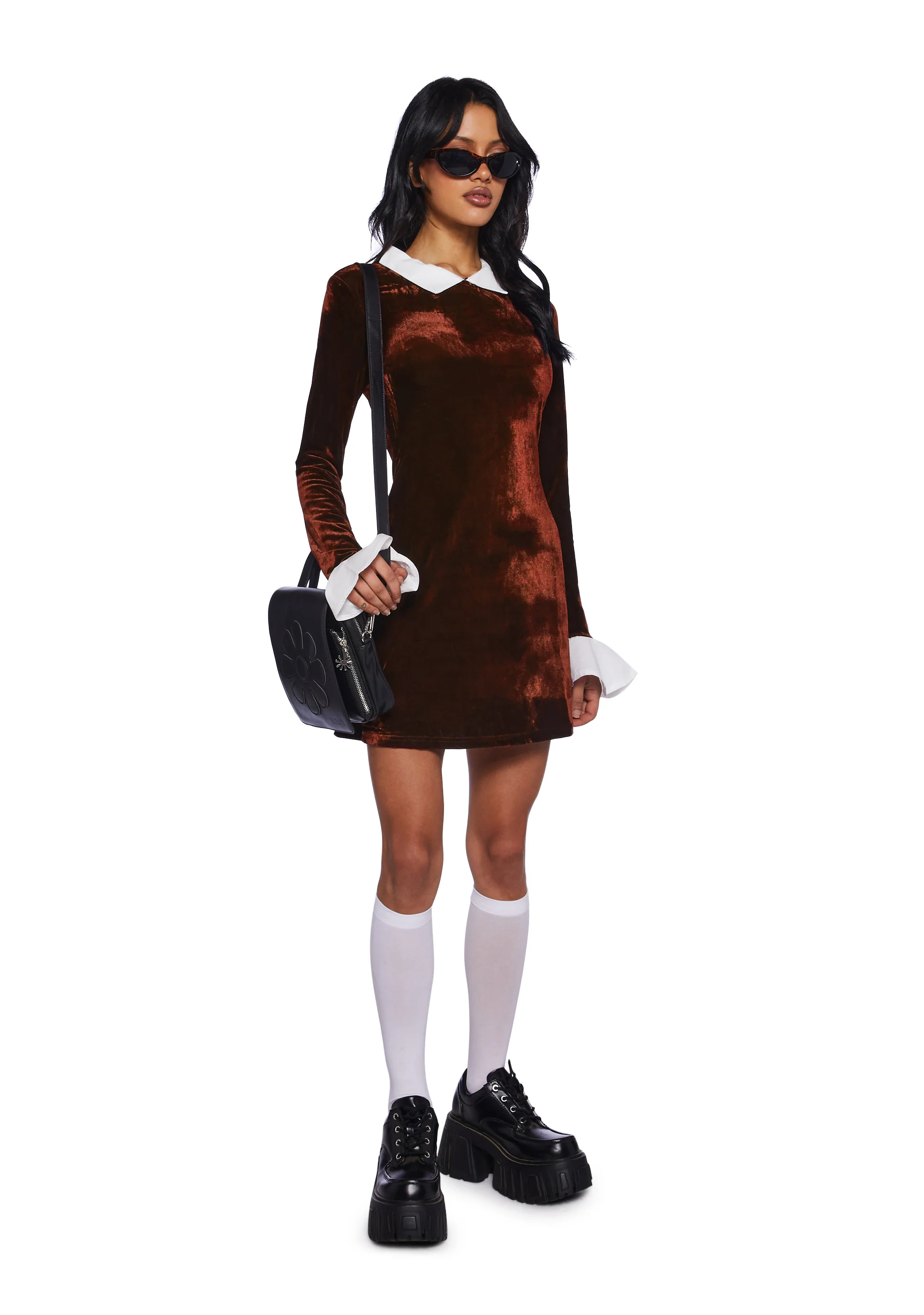Macchiato Sessions Velvet Dress - Brown - Image 2
