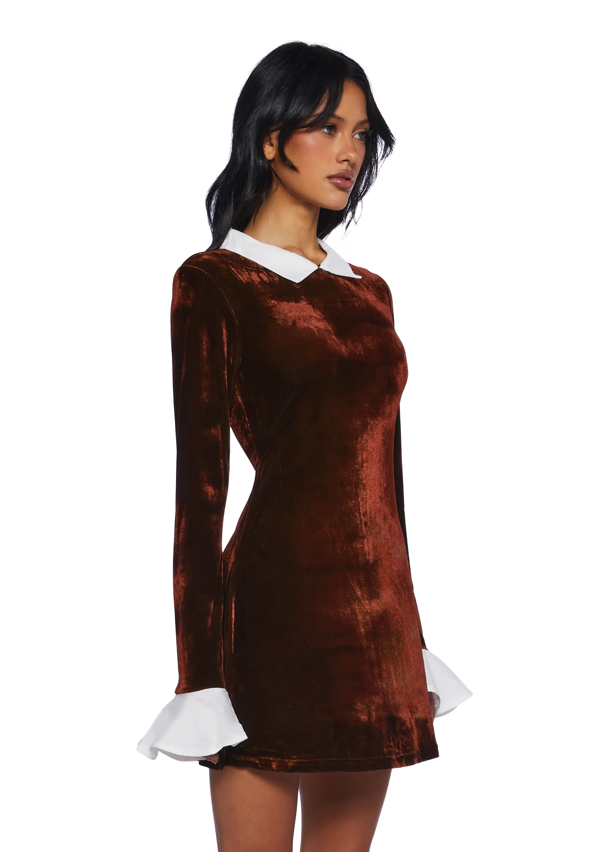 Macchiato Sessions Velvet Dress - Brown - Image 3