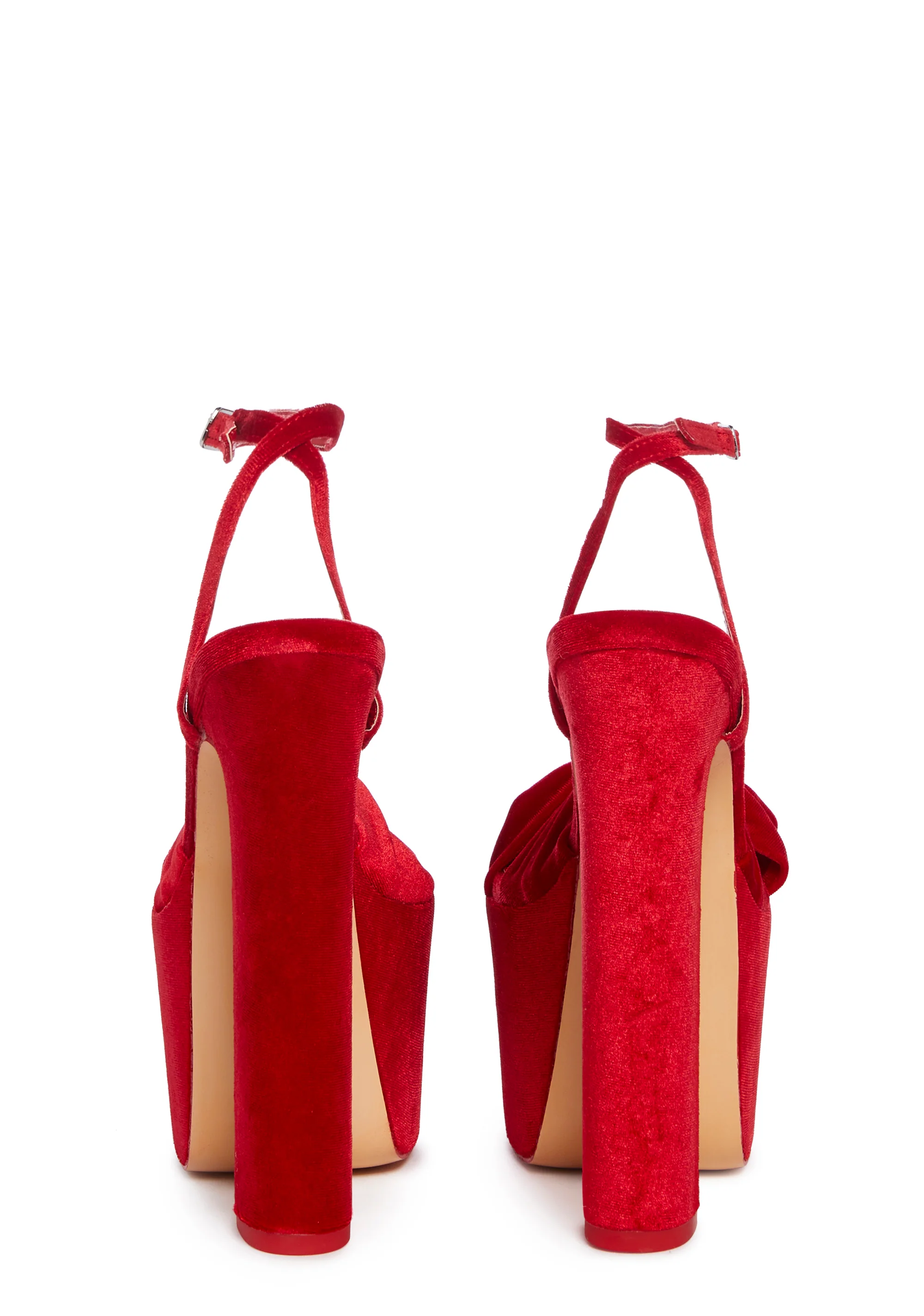 Velveter Platform Heels - Red - Image 4