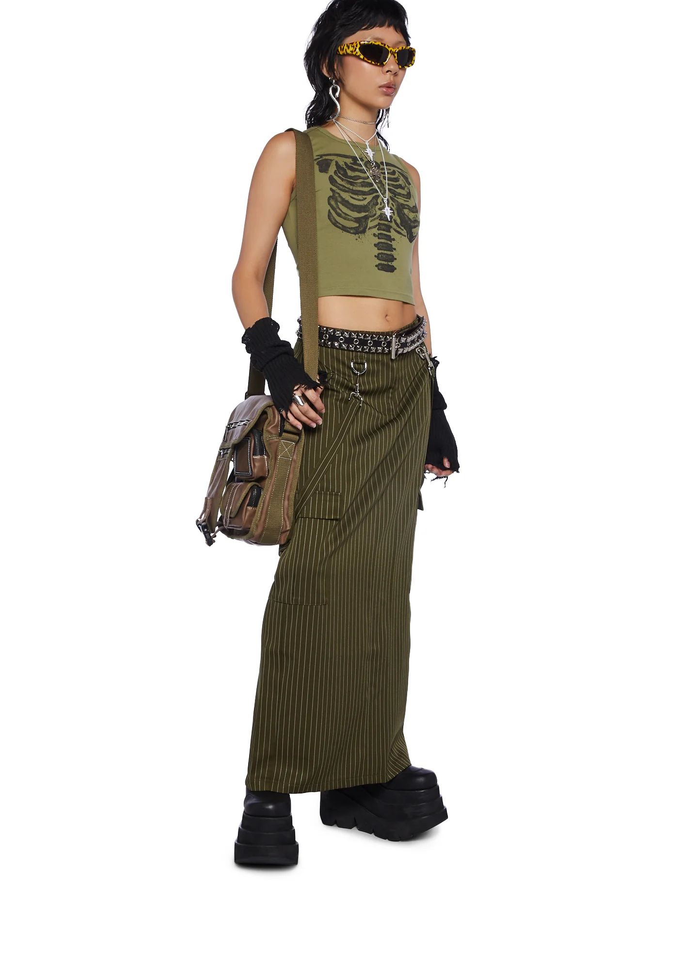 Villain Pinstripe Maxi Skirt - Image 2