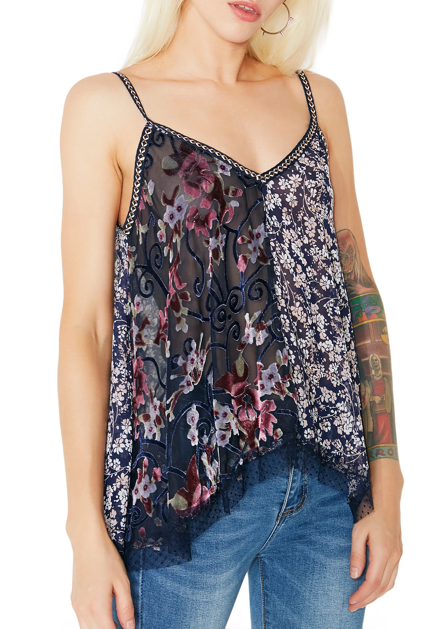 Vines Intertwined Velvet Floral Tank - Image 3