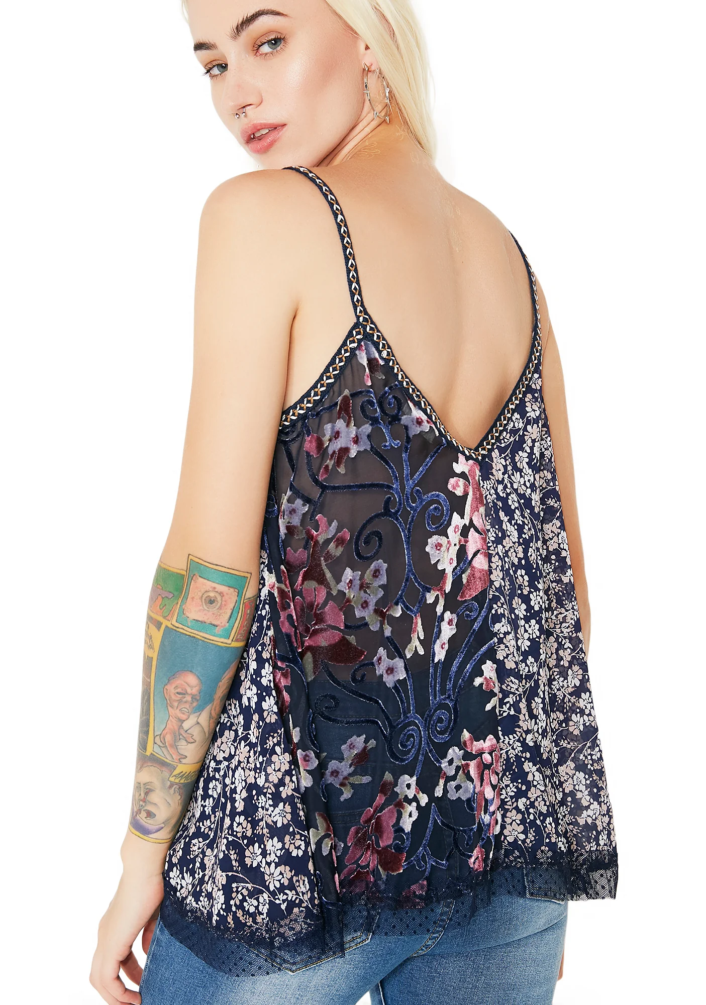 Vines Intertwined Velvet Floral Tank - Image 4