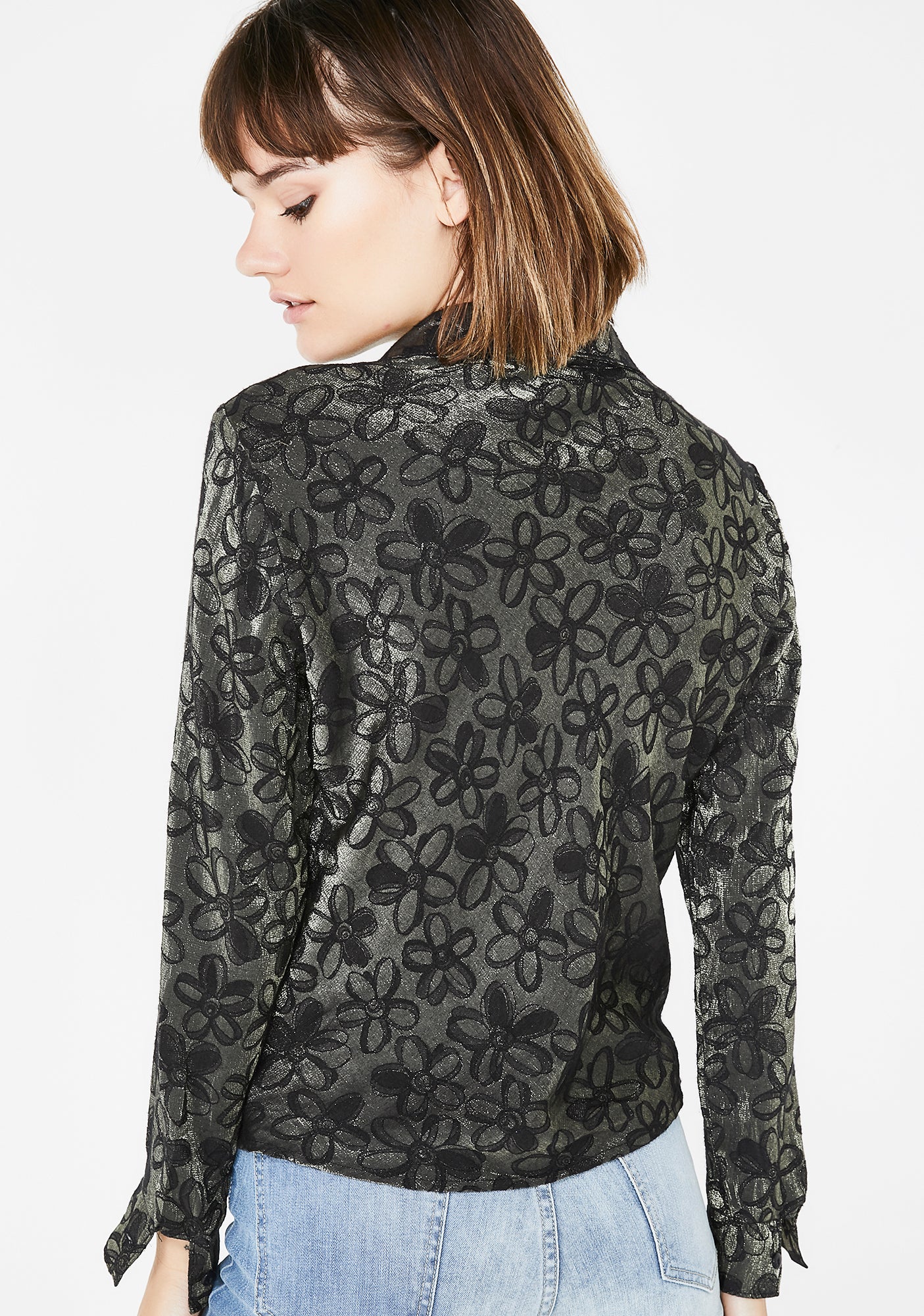 Vintage 90s Floral Long Sleeve Top - Image 3