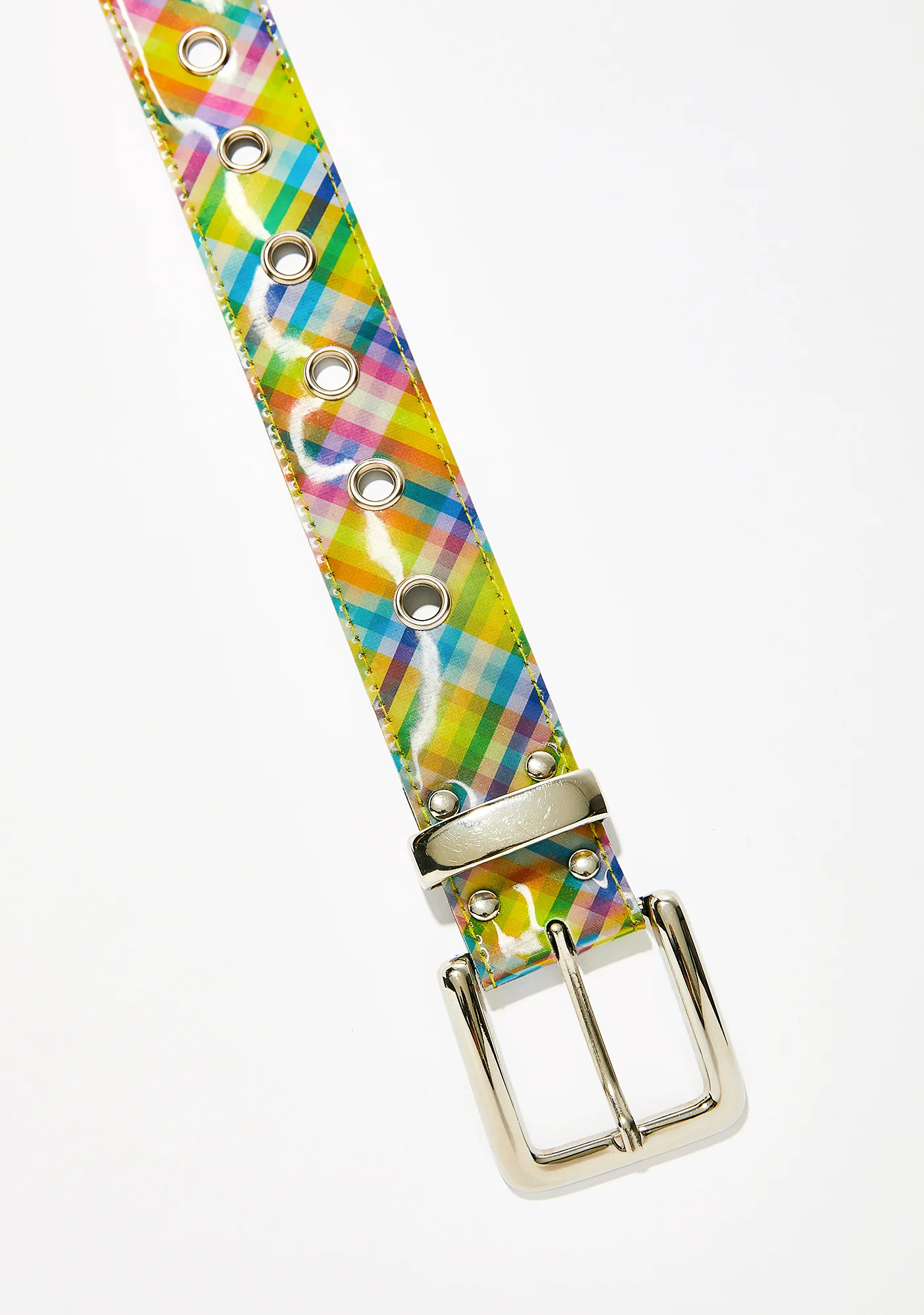 Vintage 90s Plaid Hologram Belt - Image 3