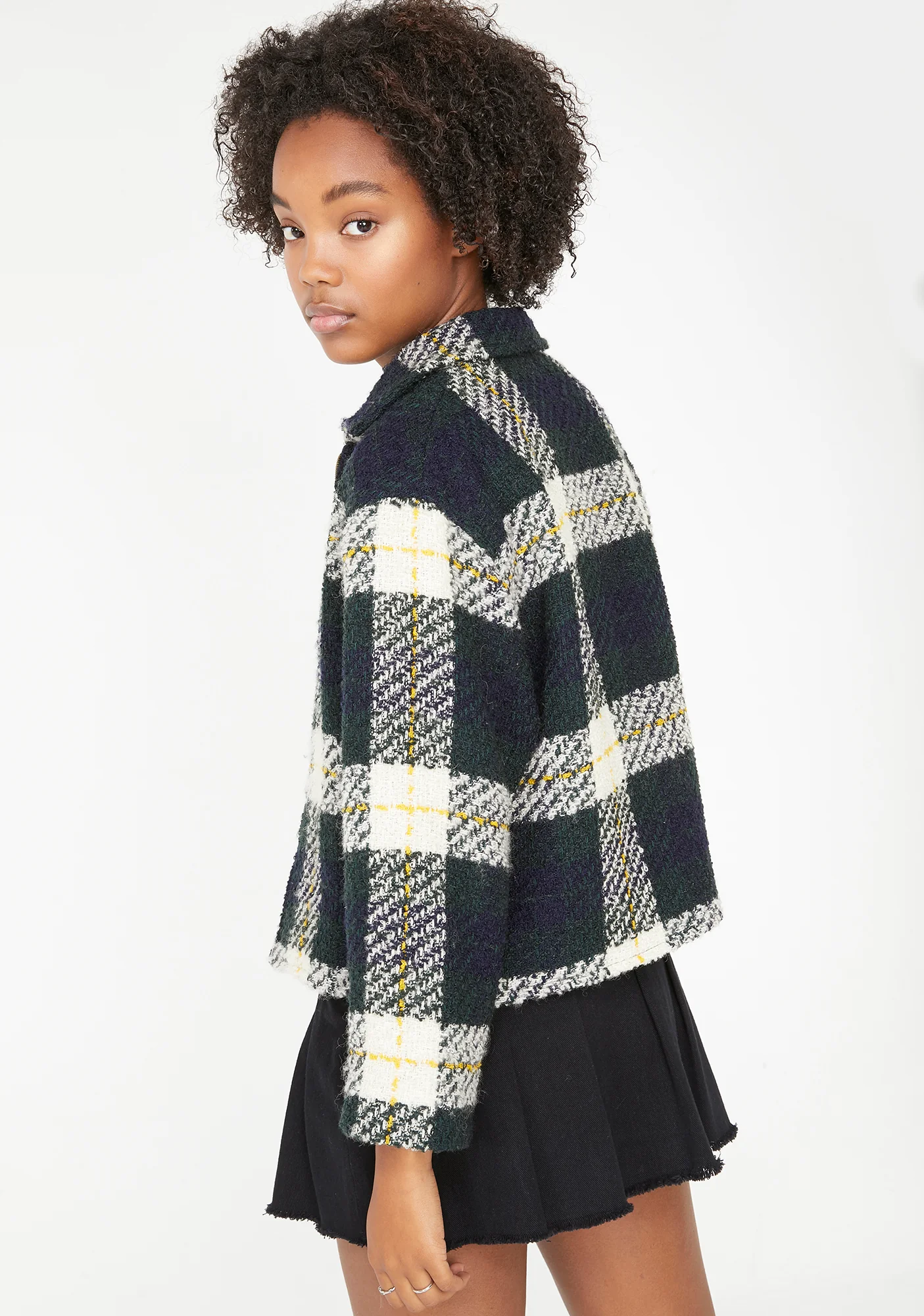 Vintage 90s Plaid Tweed Jacket - Image 4