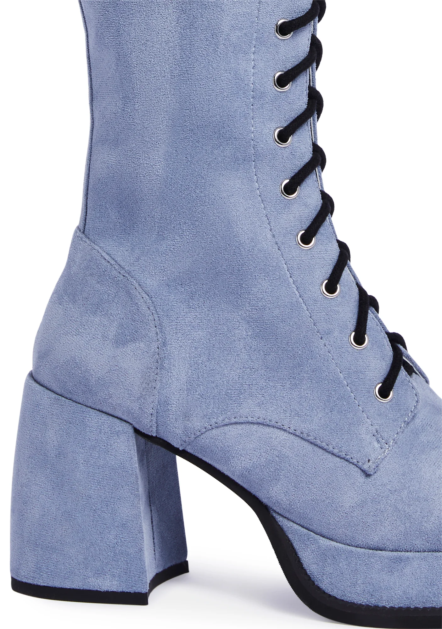 Vintage Vibes Knee High Boots - Light Blue - Image 2