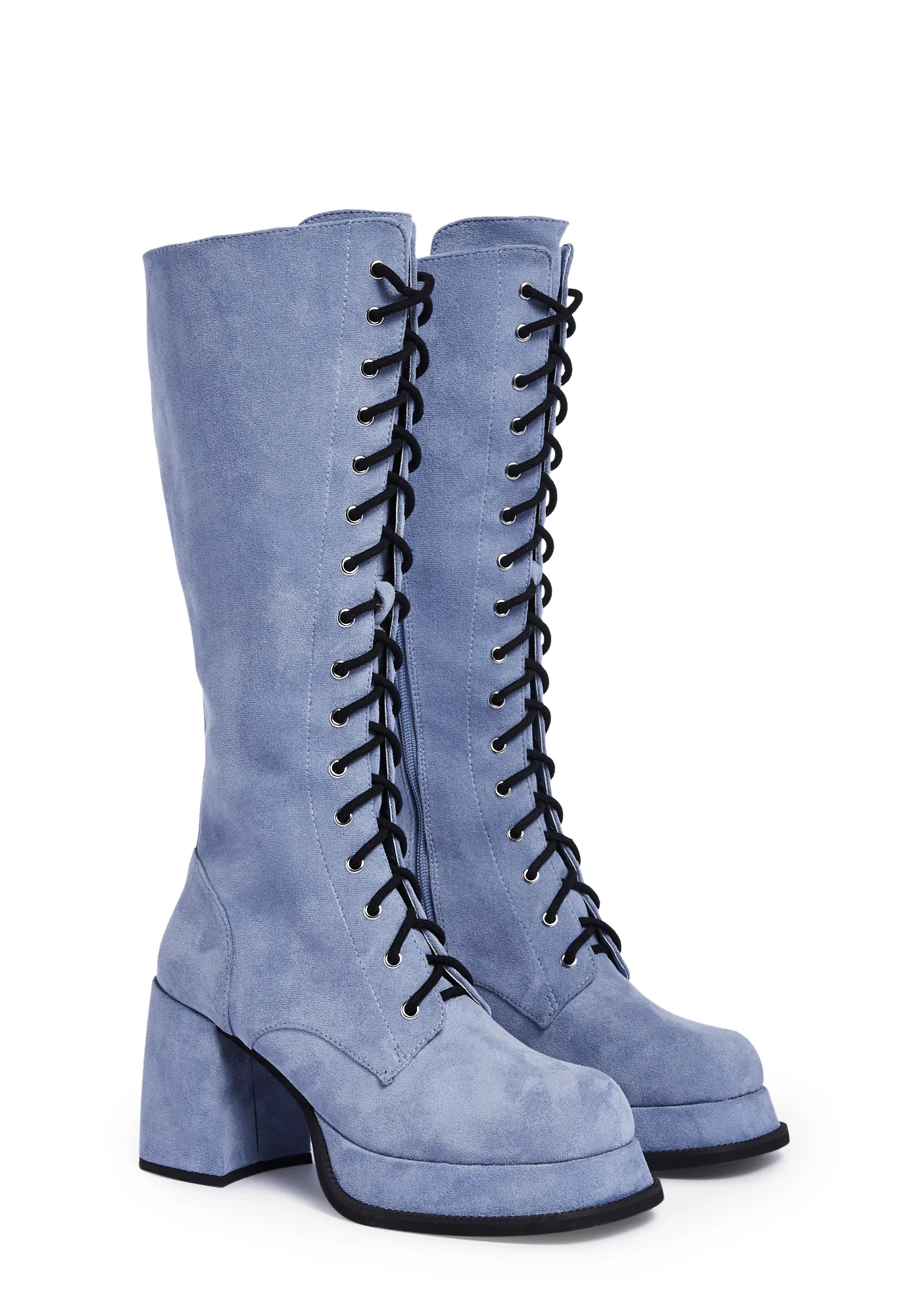 Vintage Vibes Knee High Boots - Light Blue - Image 3