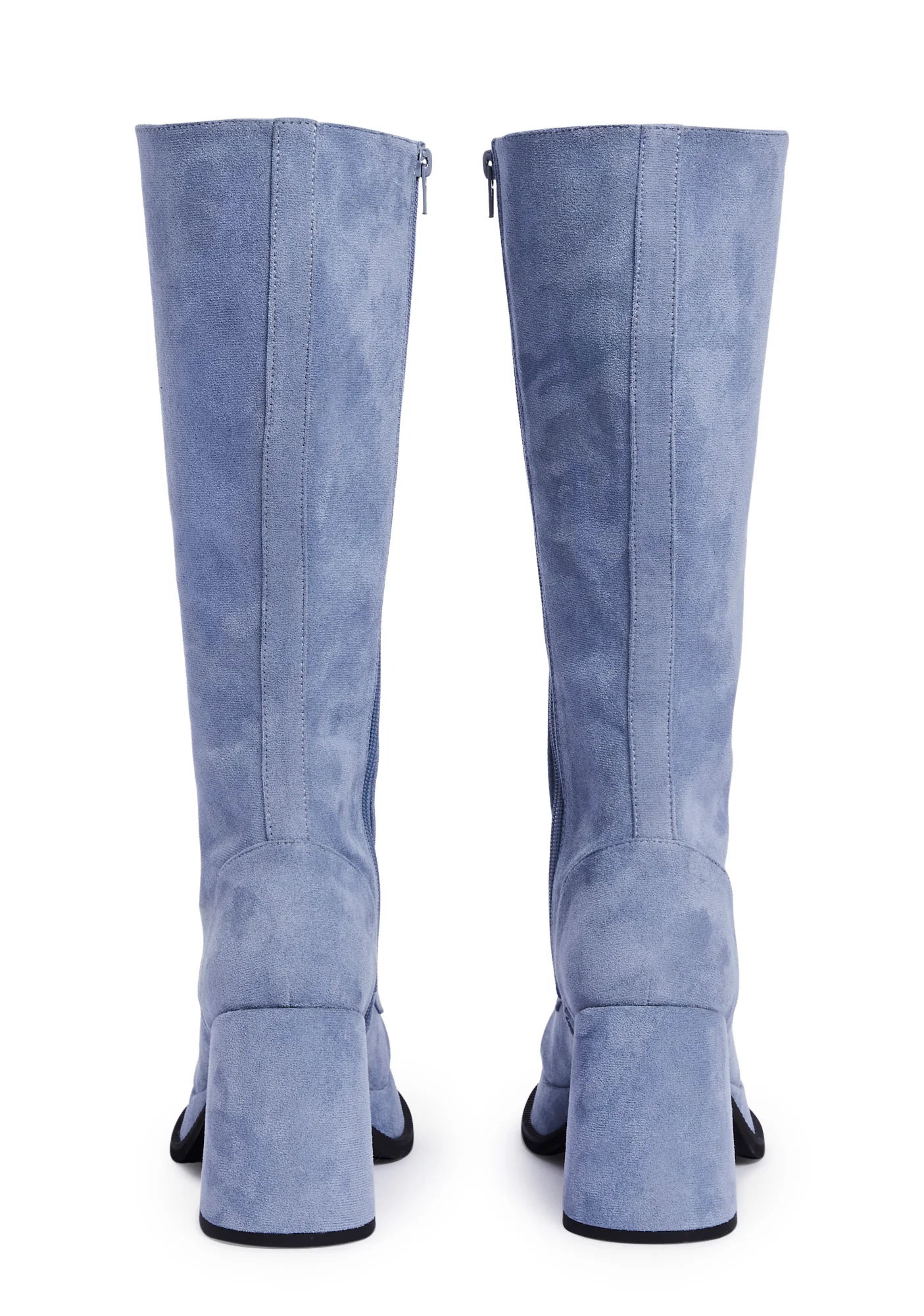 Vintage Vibes Knee High Boots - Light Blue - Image 4