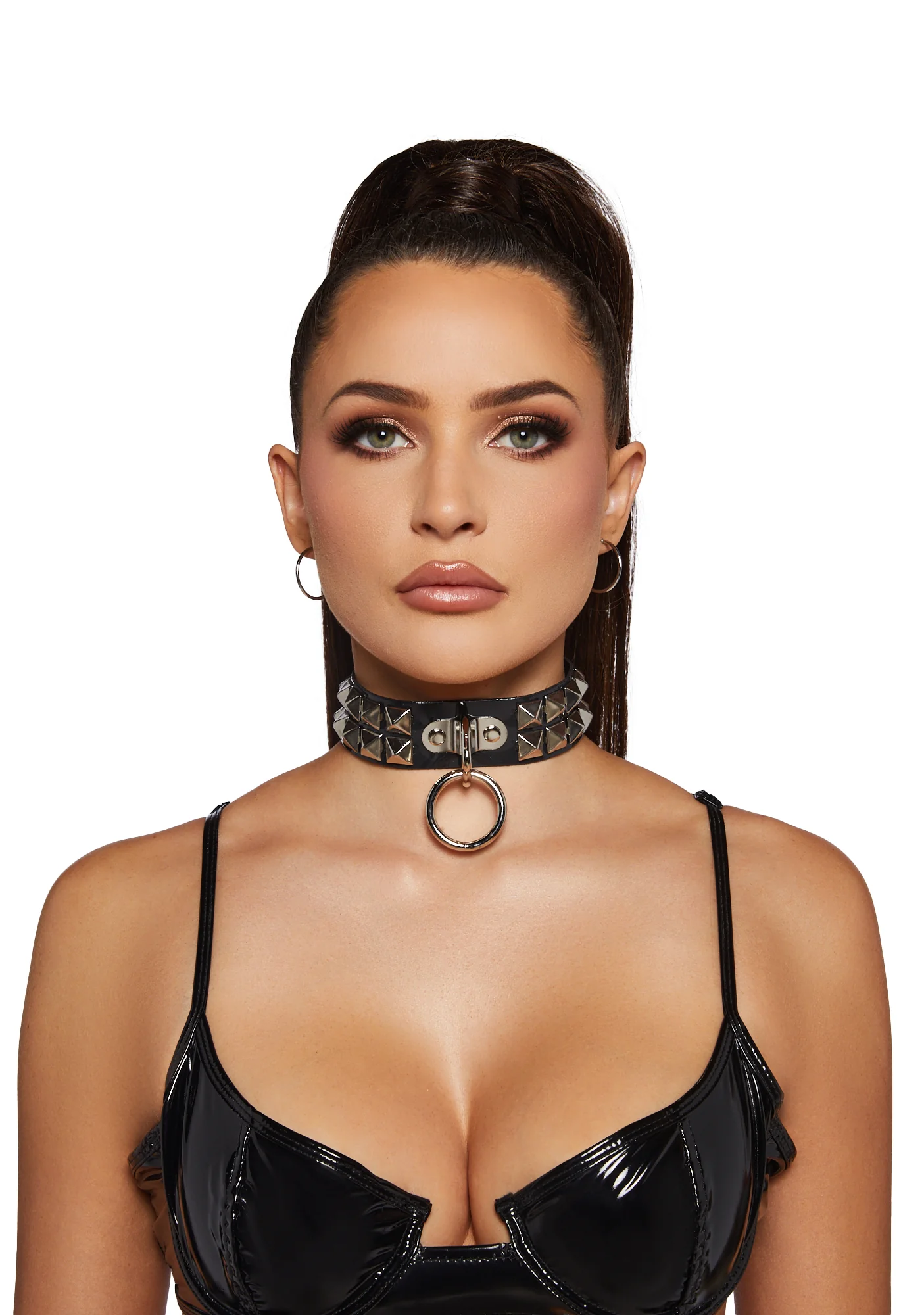 Vinyl Studded Bondage Collar - Image 3