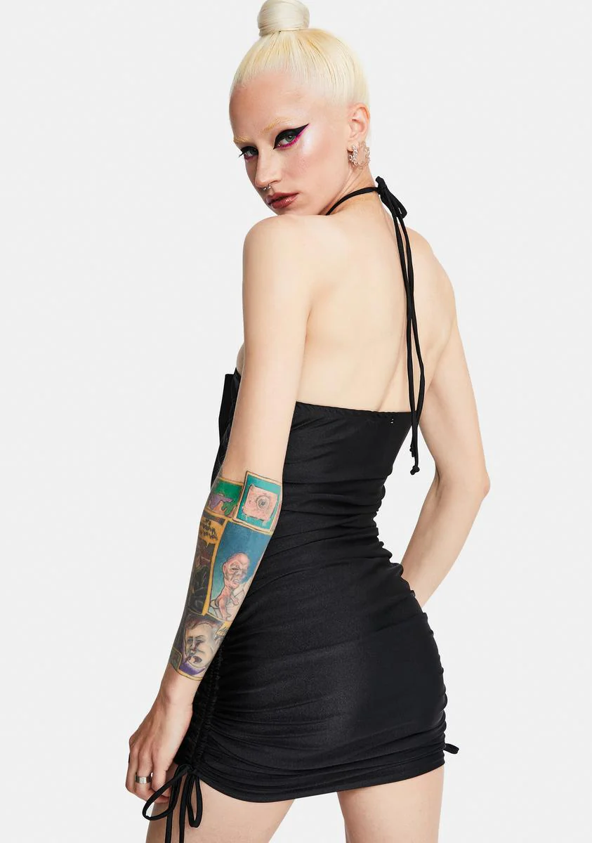 Void Filled Chain Halter Mini Dress - Image 4