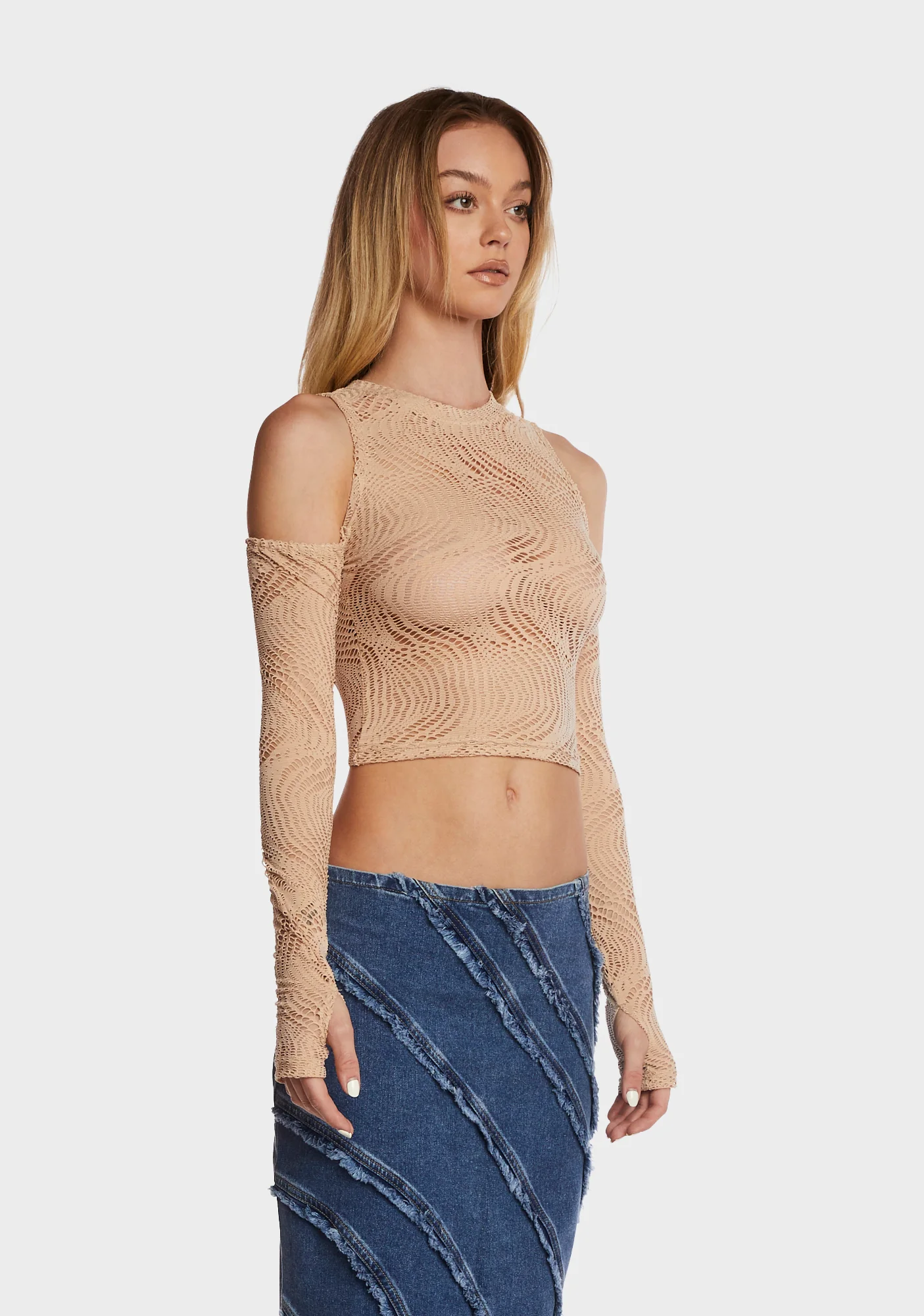 Warned You Crop Top - Light Brown - Image 3