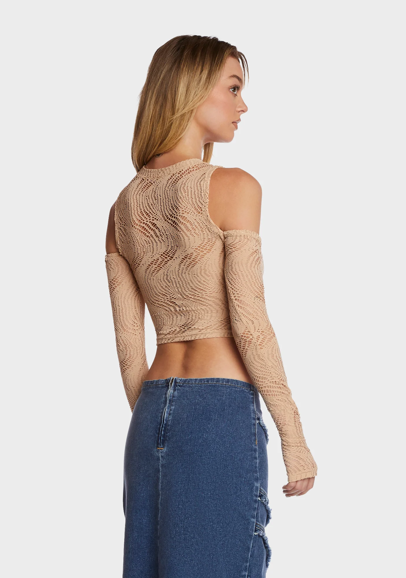 Warned You Crop Top - Light Brown - Image 4
