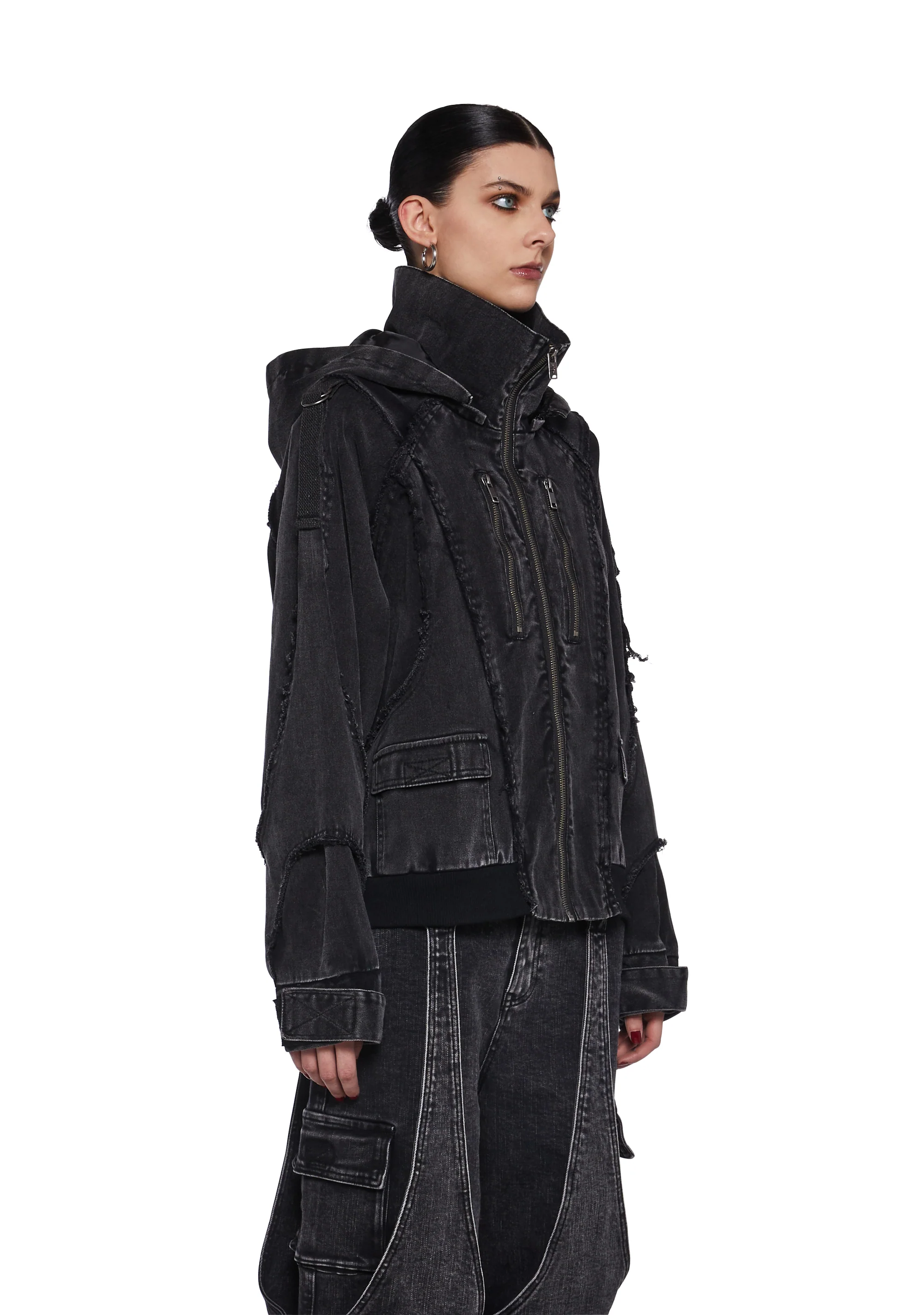 Warp Denim Bomber Jacket - Image 3