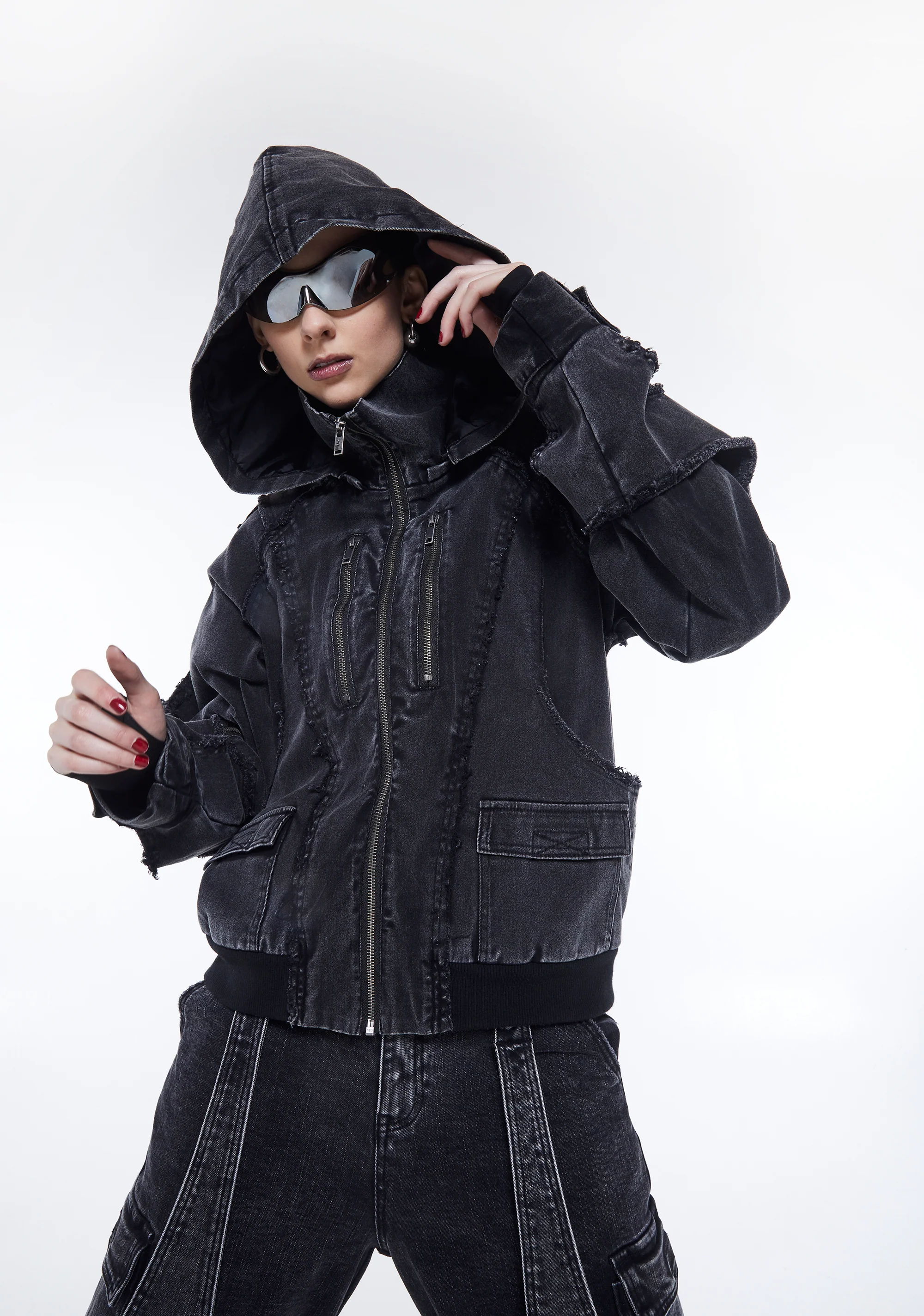 Warp Denim Bomber Jacket - Image 8