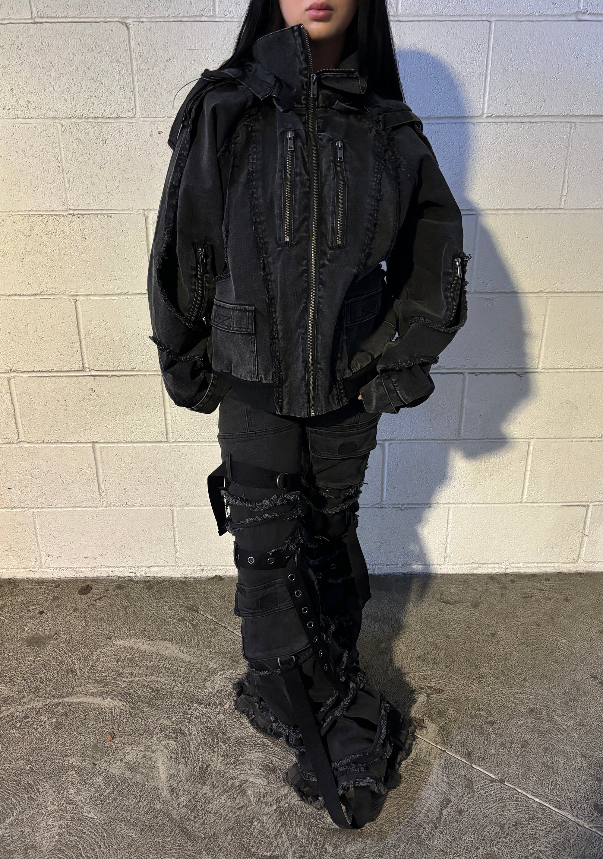 Warp Denim Bomber Jacket - Image 9