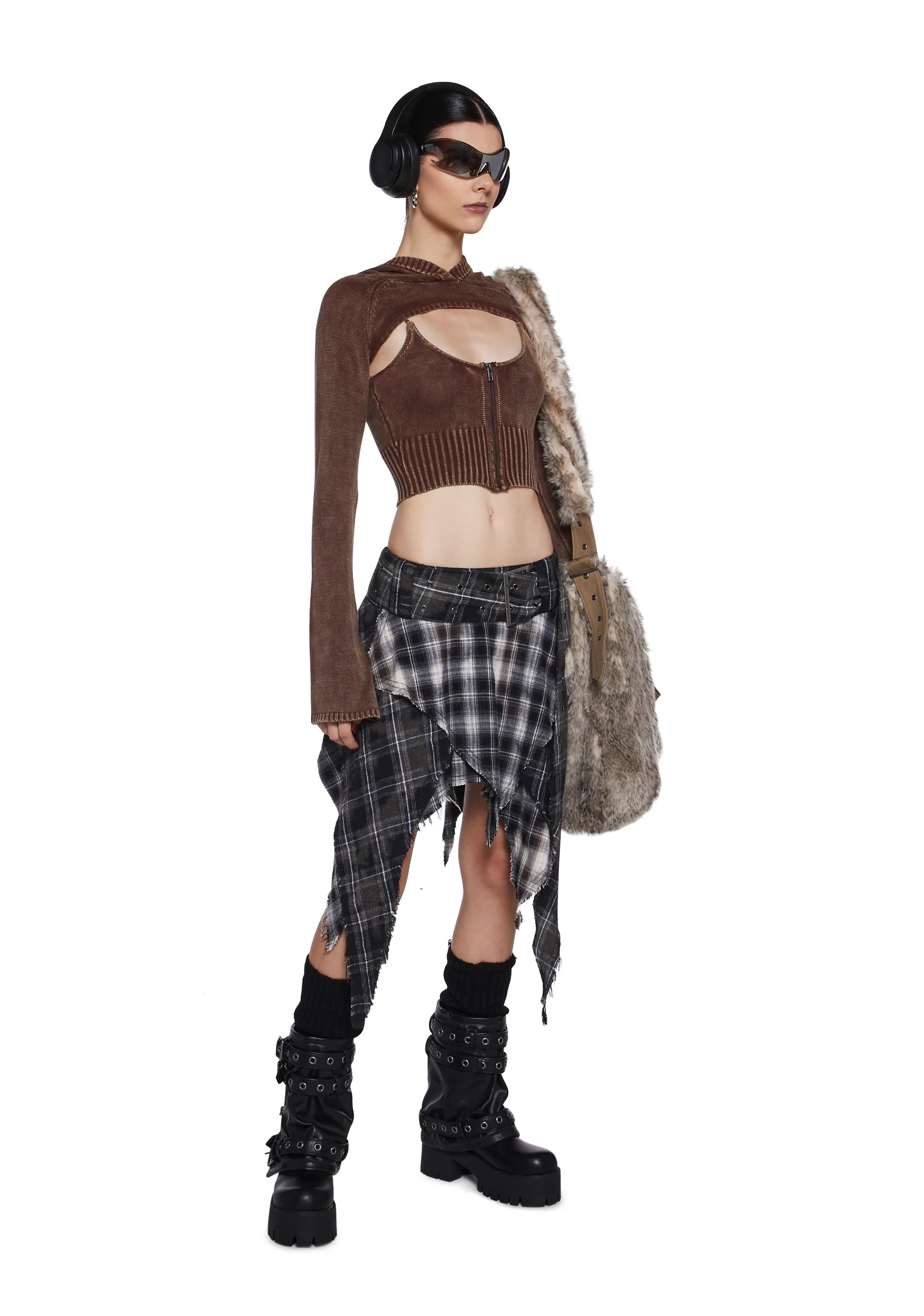 Warp Plaid Midi Skirt - Image 2