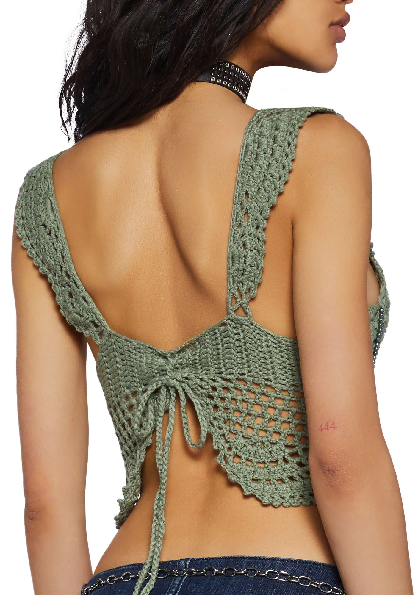 Washed Ashore Crochet Top-Green - Image 6