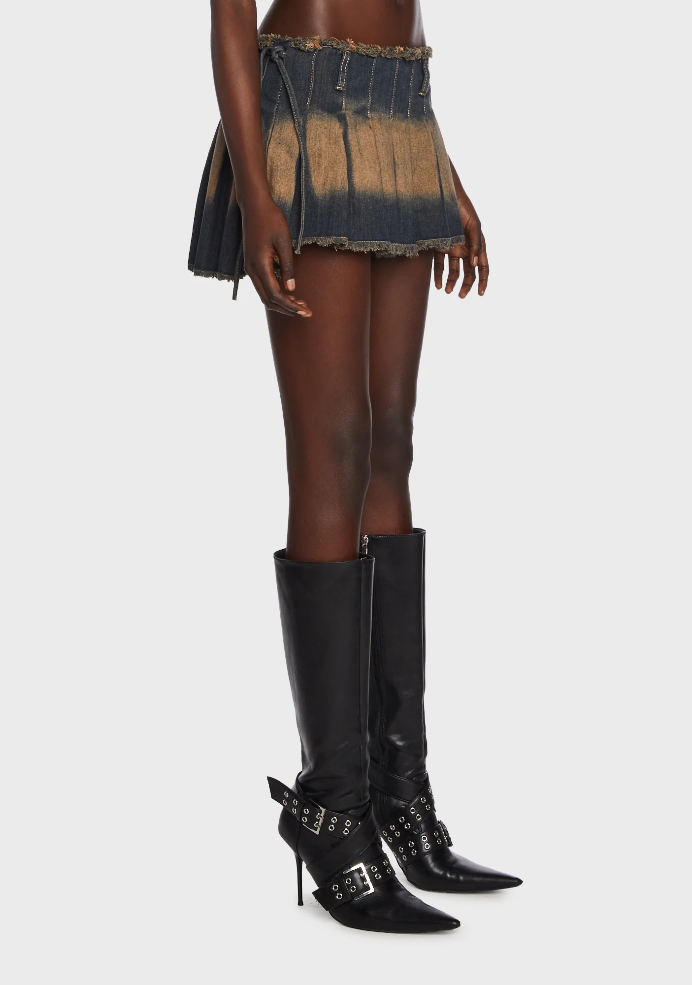 Washed Denim Micro Wrap Skirt - Image 3