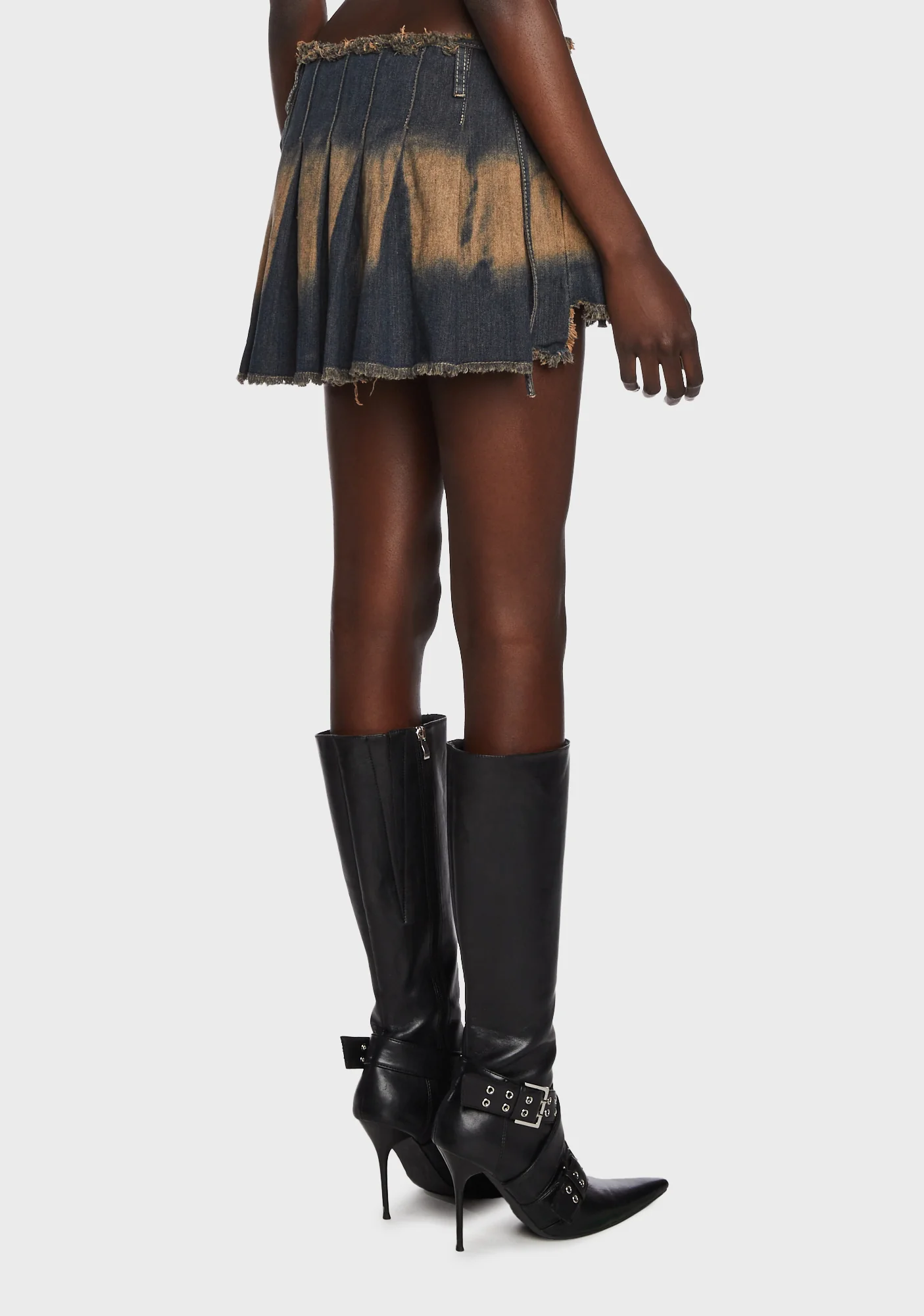 Washed Denim Micro Wrap Skirt - Image 4