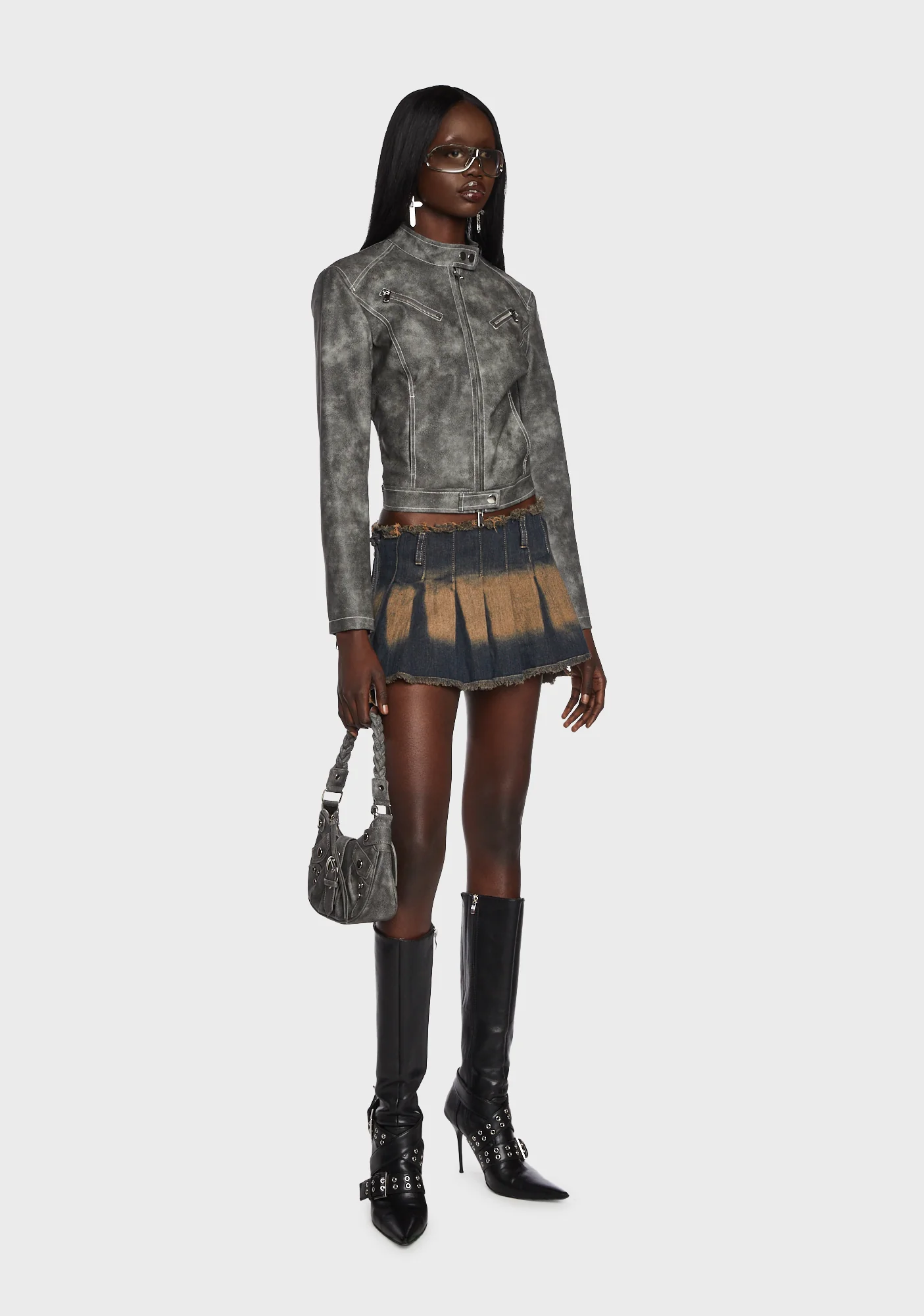 Washed Denim Micro Wrap Skirt - Image 5
