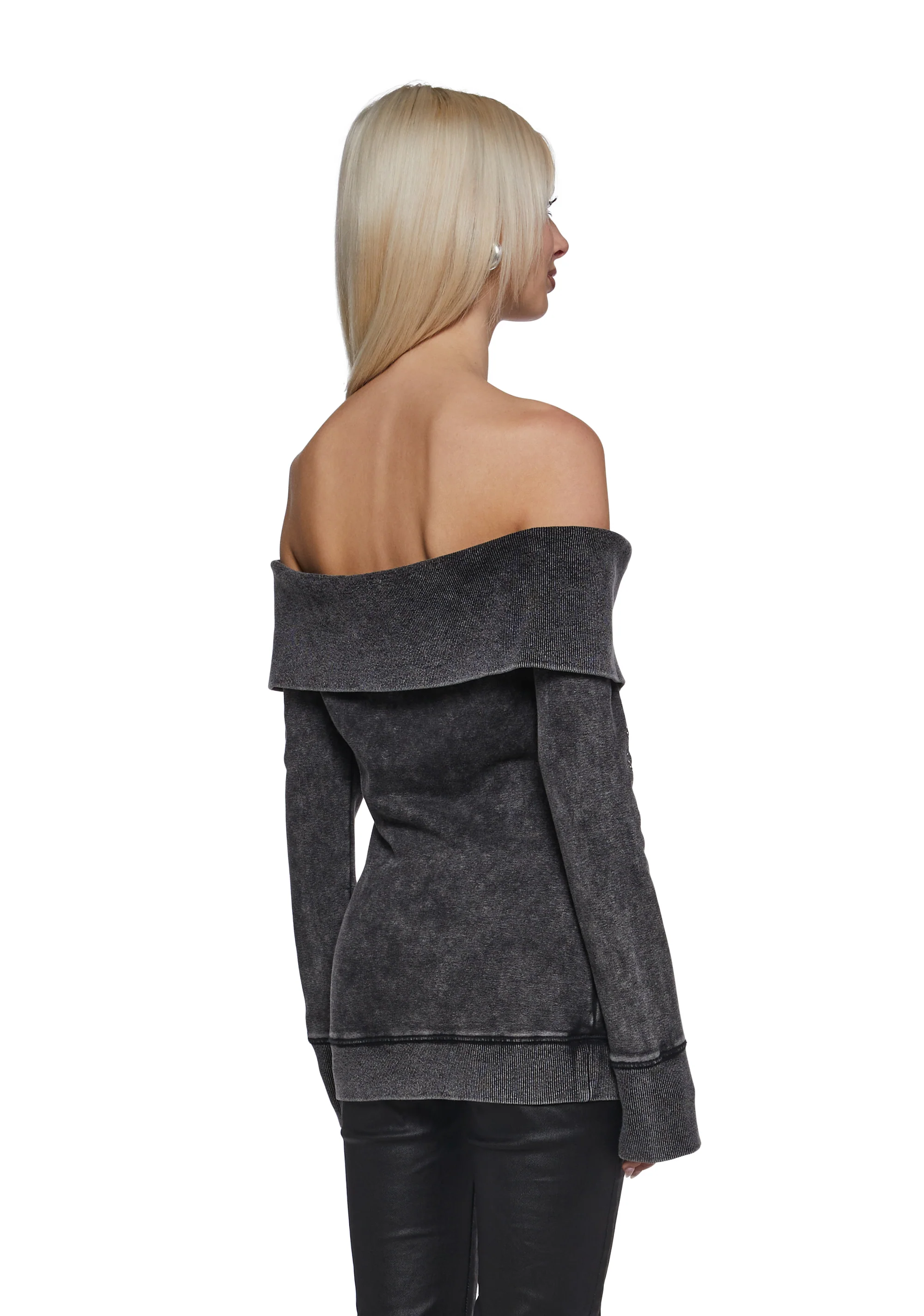 Style Off Washed Off The Shoulder Sweater - Image 4