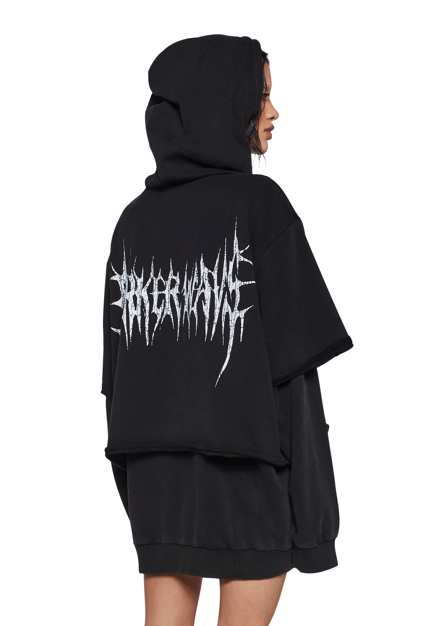 Crossfade Washed Zip-Up Hoodie - Black - Image 4