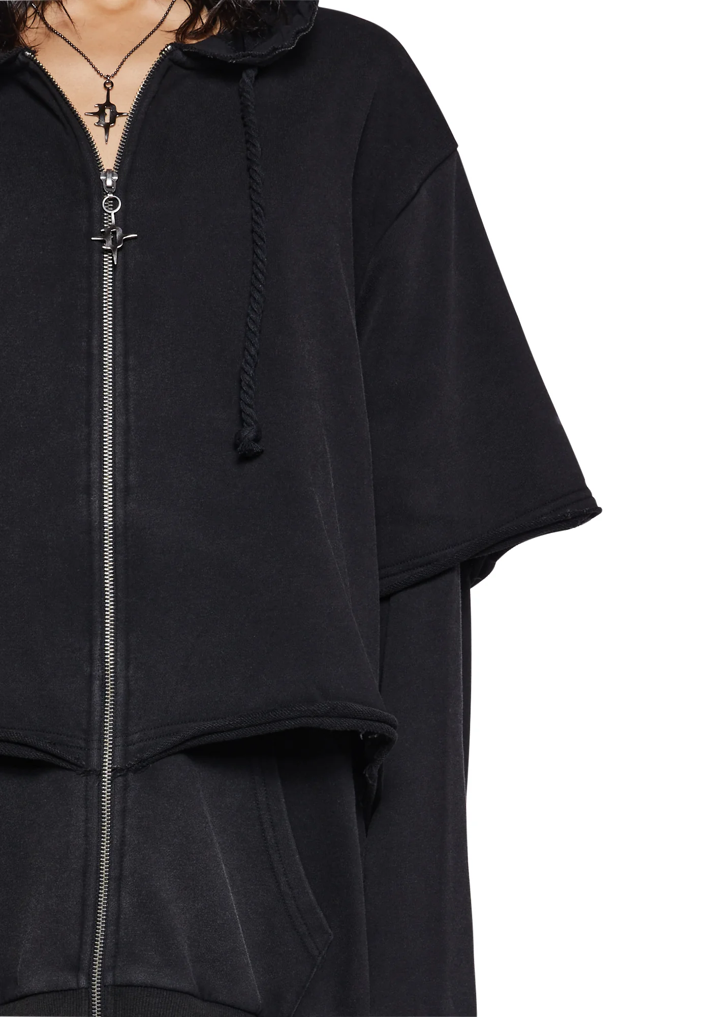 Crossfade Washed Zip-Up Hoodie - Black - Image 6