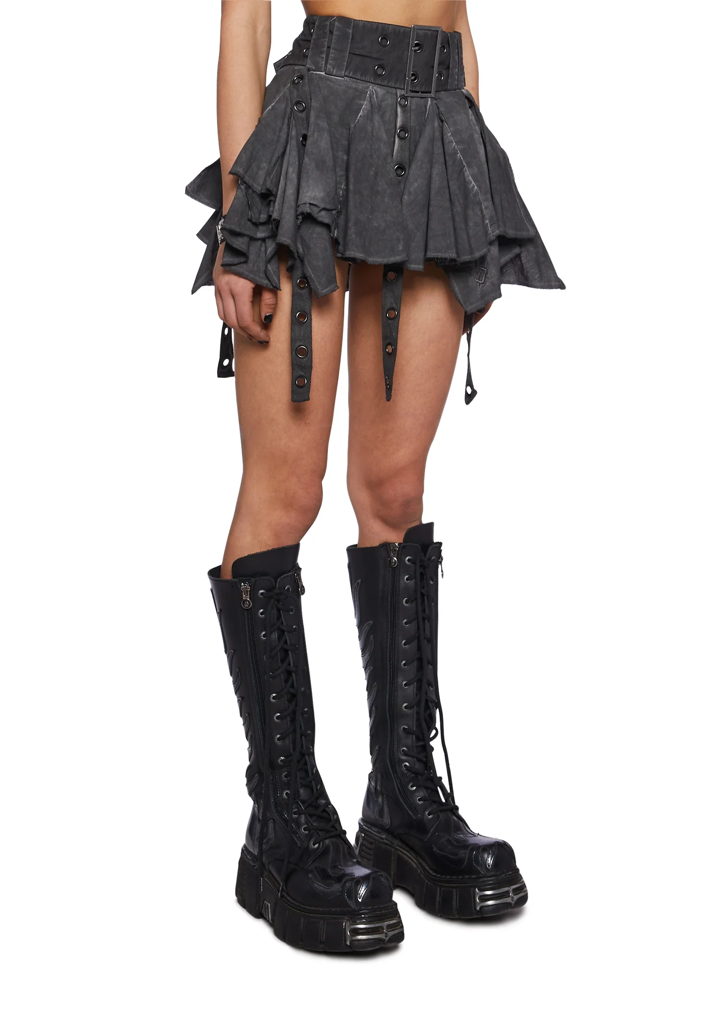 Crossfade Handkerchief Hem Skirt With Straps - Black - Image 3