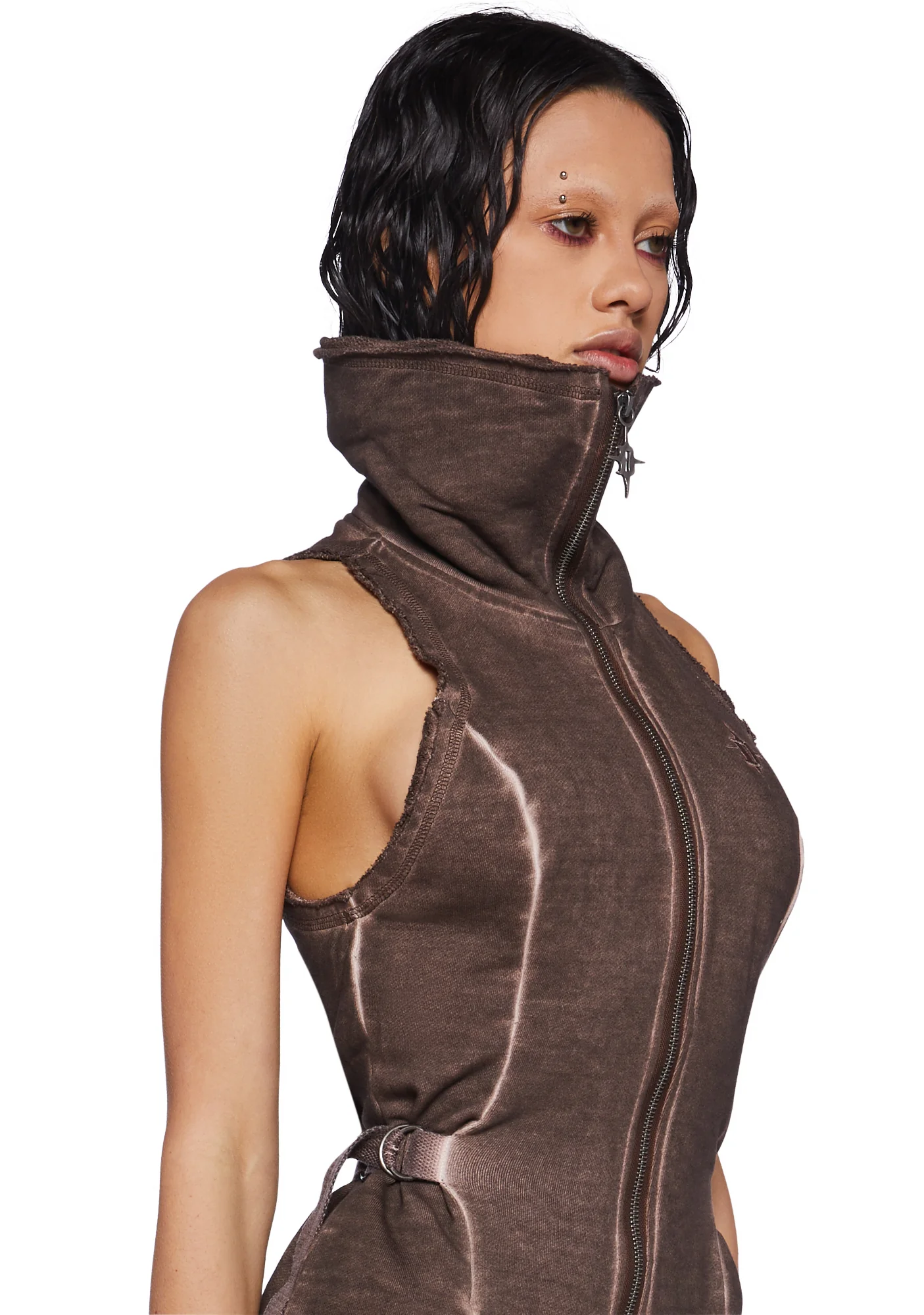 Crossfade Sleeveless Romper - Brown - Image 2