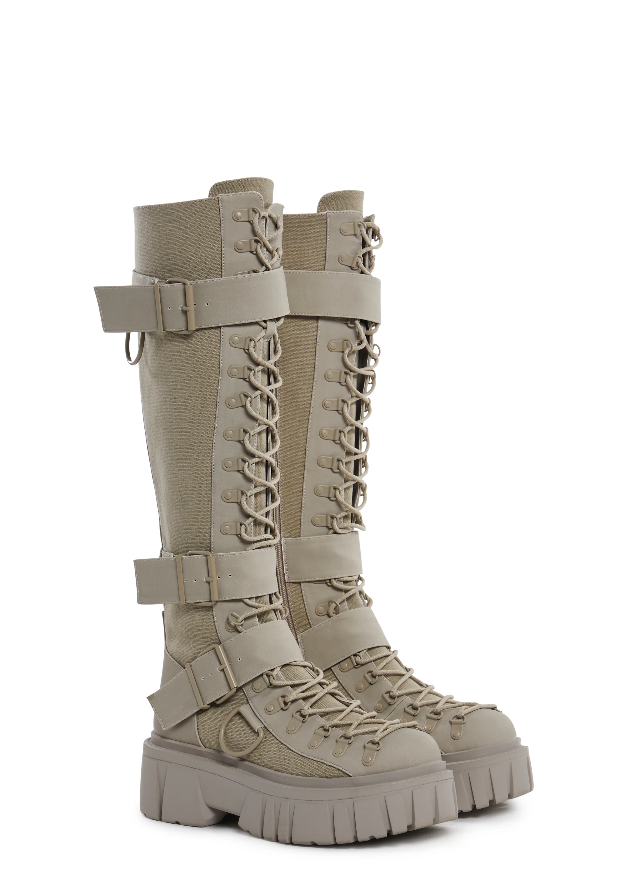 Low Traitor Knee High Boots - Light Gray - Image 3
