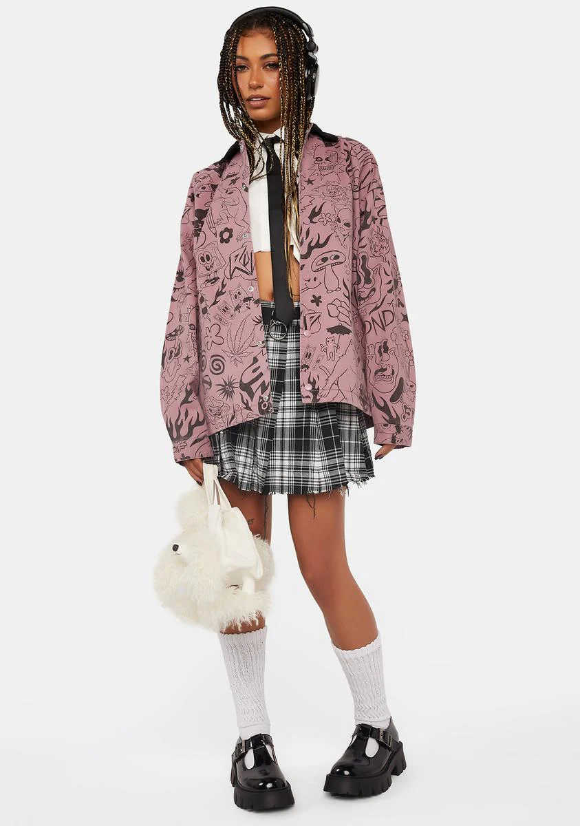 We Don't Care Coaches Jacket - Light Pink - Image 3
